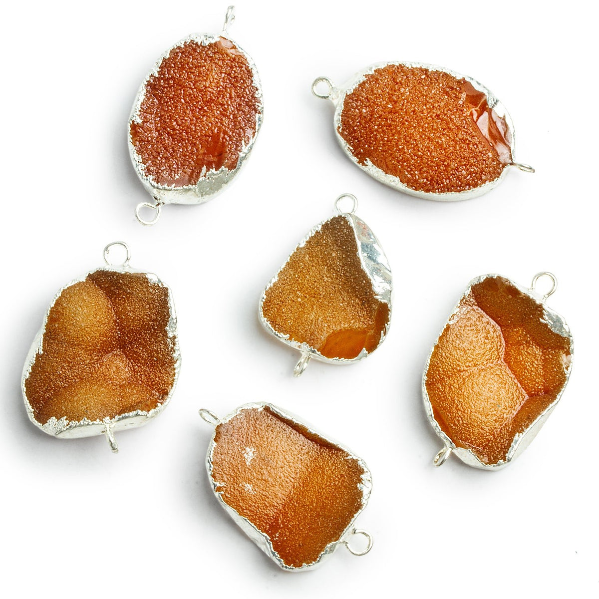 32x18mm Silver Leafed Yellow Drusy Nugget Connector 1 Bead - The Bead Traders