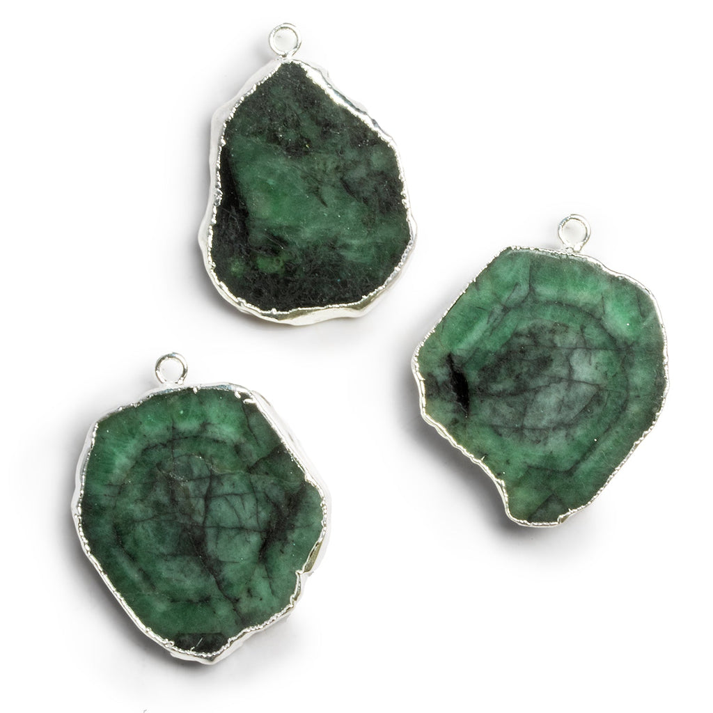 32x21mm Emerald Slice Silver Leafed Pendant 1 Bead - The Bead Traders