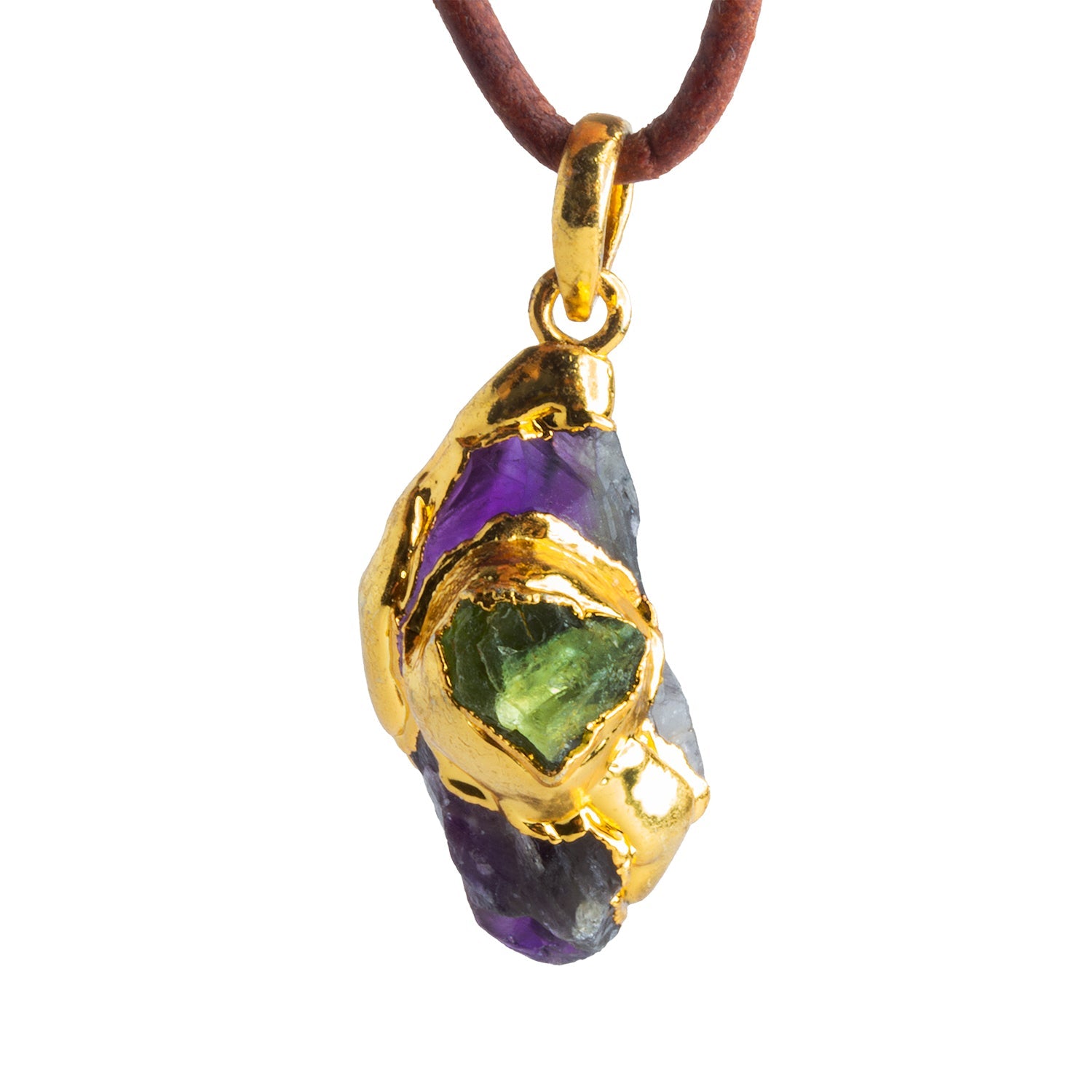 33x15mm Double Leafed Amethyst with Peridot Pendant 1 Bead - The Bead Traders
