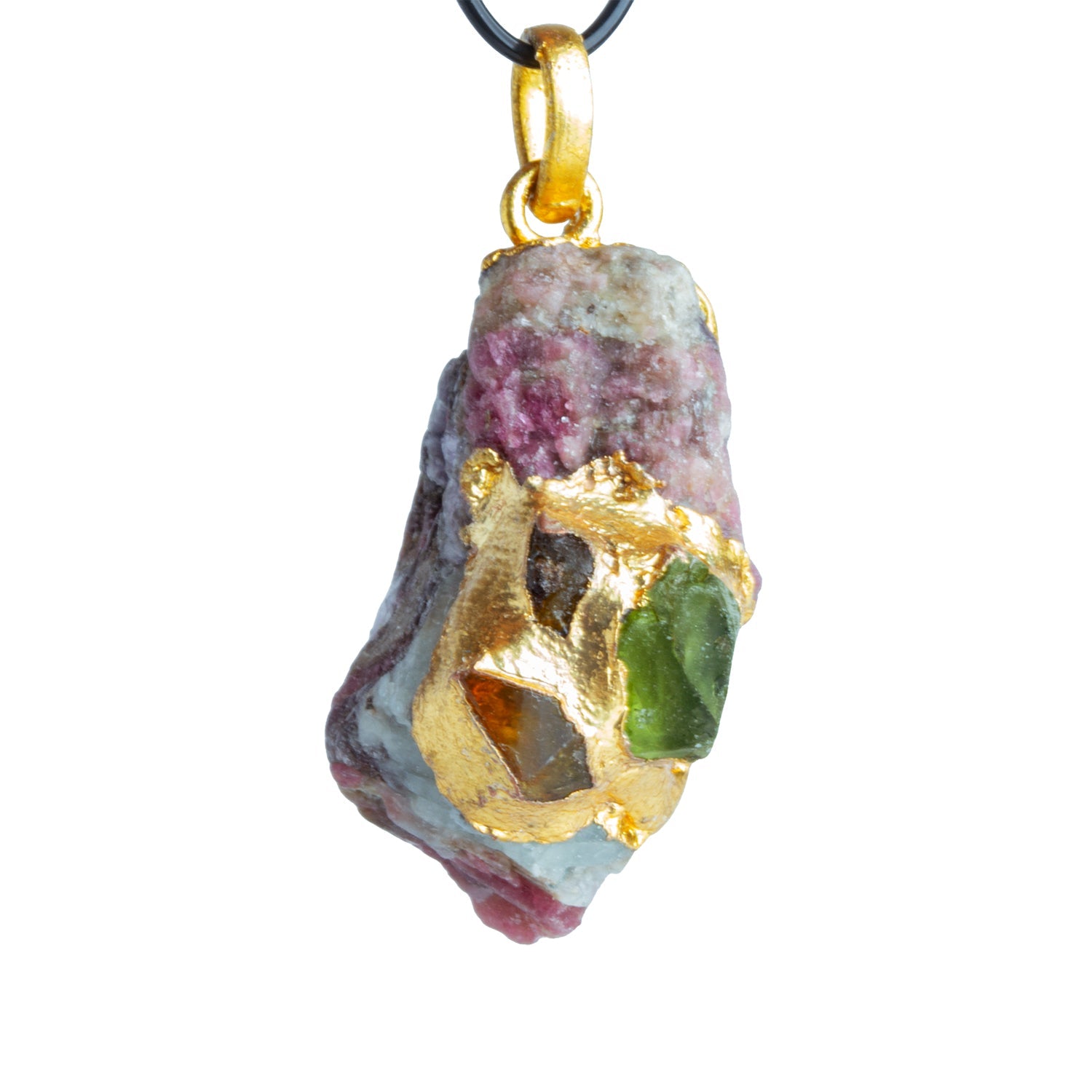33x22mm Double Leafed Tourmaline with Peridot & Tourmaline Pendant 1 Bead - The Bead Traders