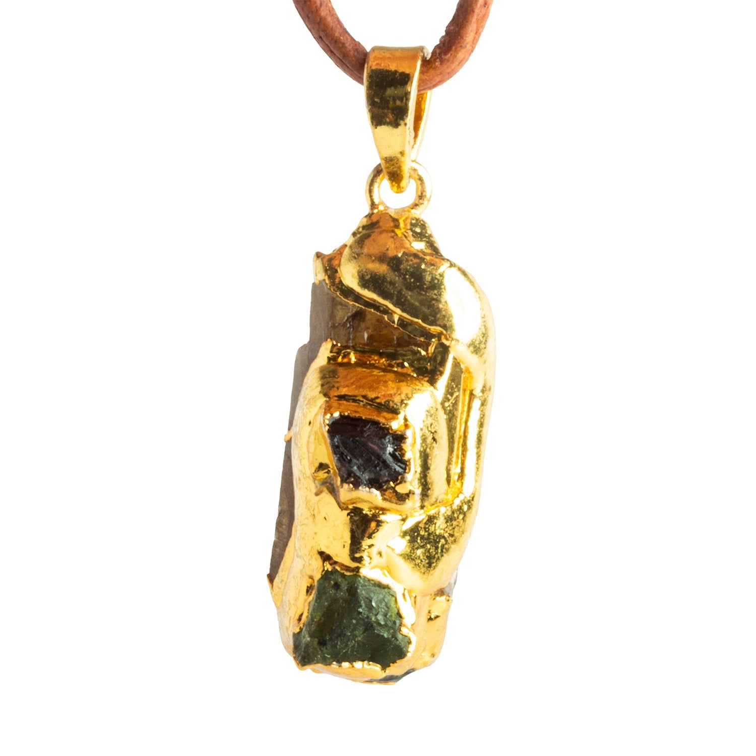 34x16mm Double Leafed Quartz with Garnet & Peridot Pendant 1 Bead - The Bead Traders
