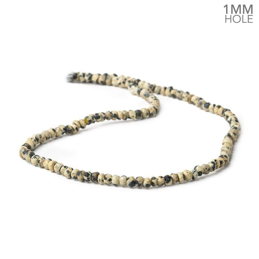 3.5-4mm Dalmatian Jasper 1mm Large Hole Faceted Rondelles 14 inch 125 beads - The Bead Traders