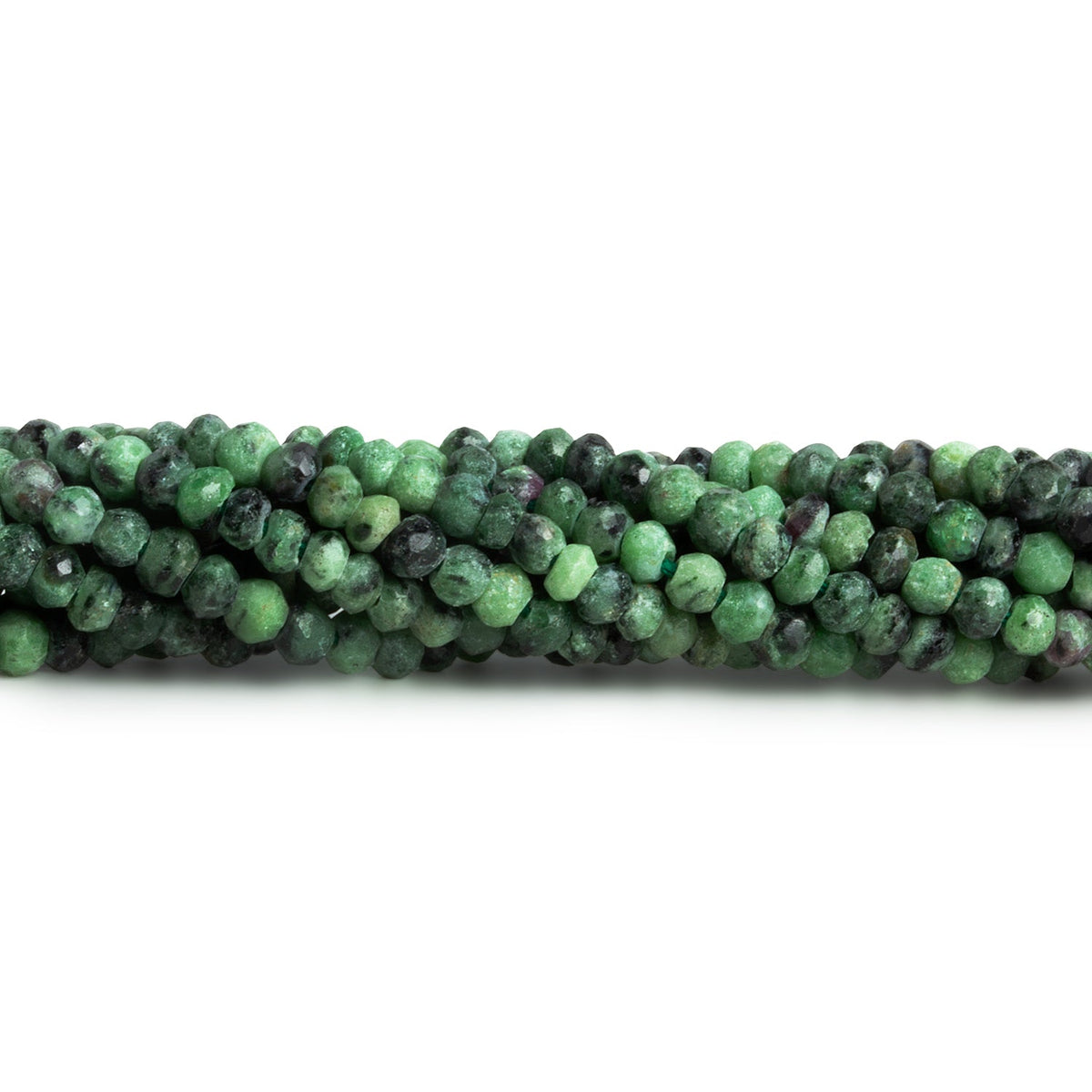 3.5-4mm Ruby in Zoisite 1mm Large Hole Rondelles 12 inch 120 beads - The Bead Traders