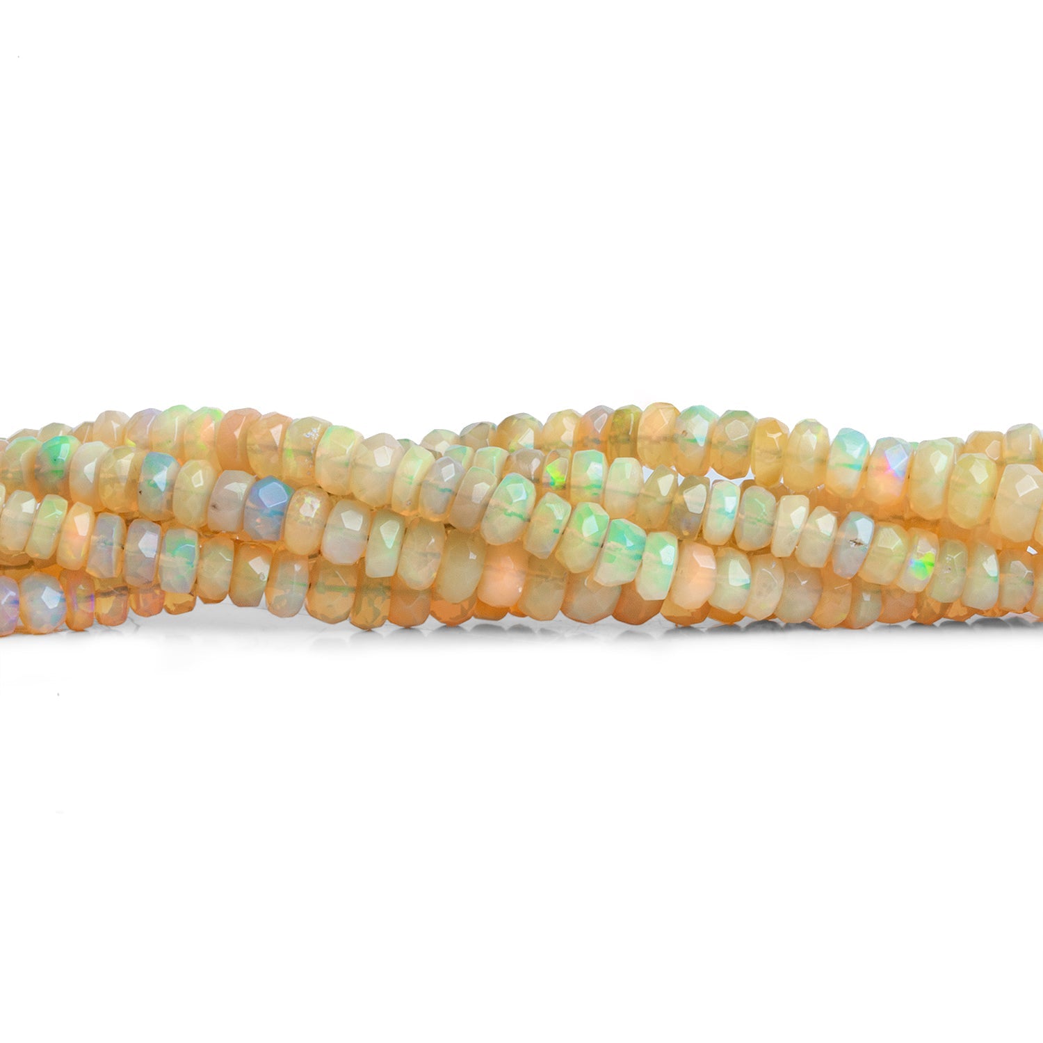 3.5 - 5mm Ethiopian Opal Faceted Rondelles 16 inch 155 beads - The Bead Traders