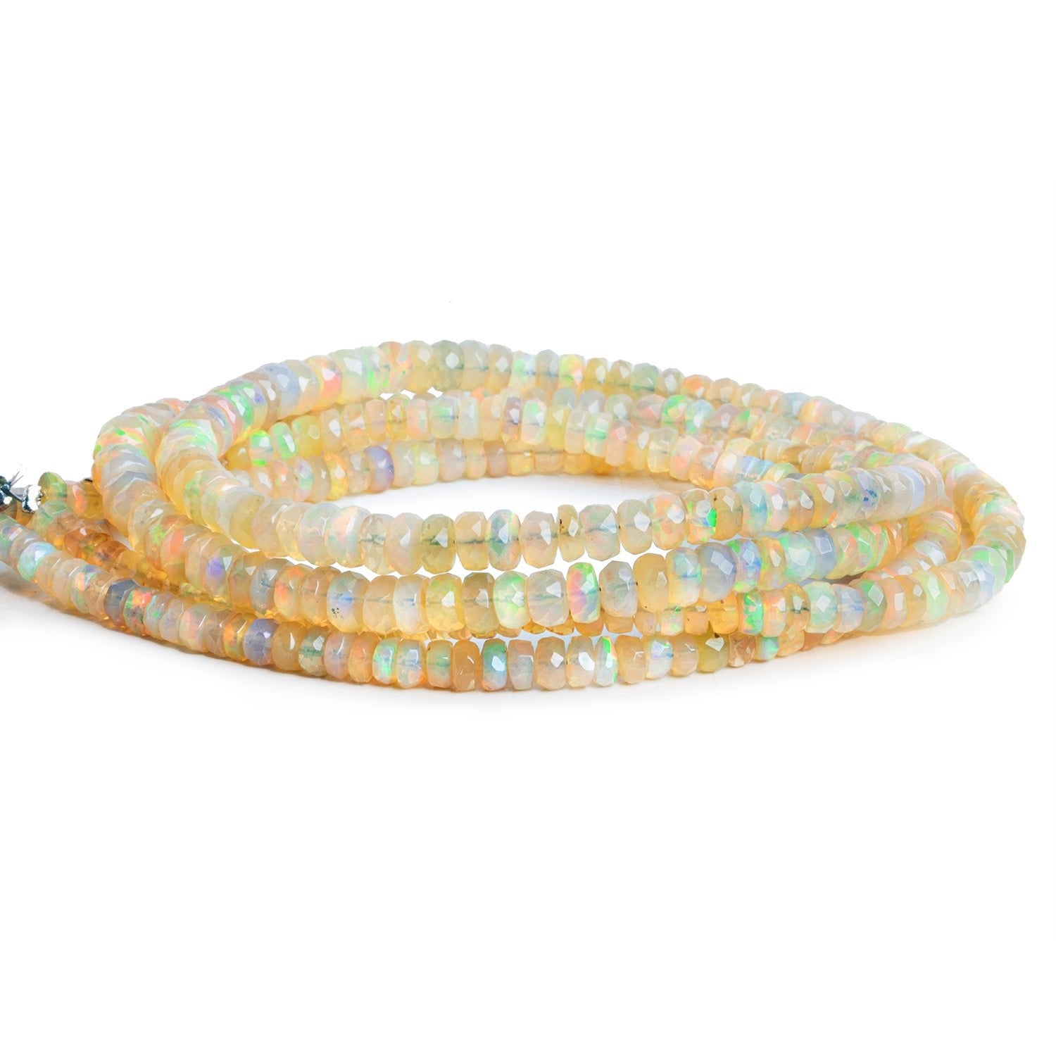 3.5 - 5mm Ethiopian Opal Faceted Rondelles 16 inch 155 beads - The Bead Traders