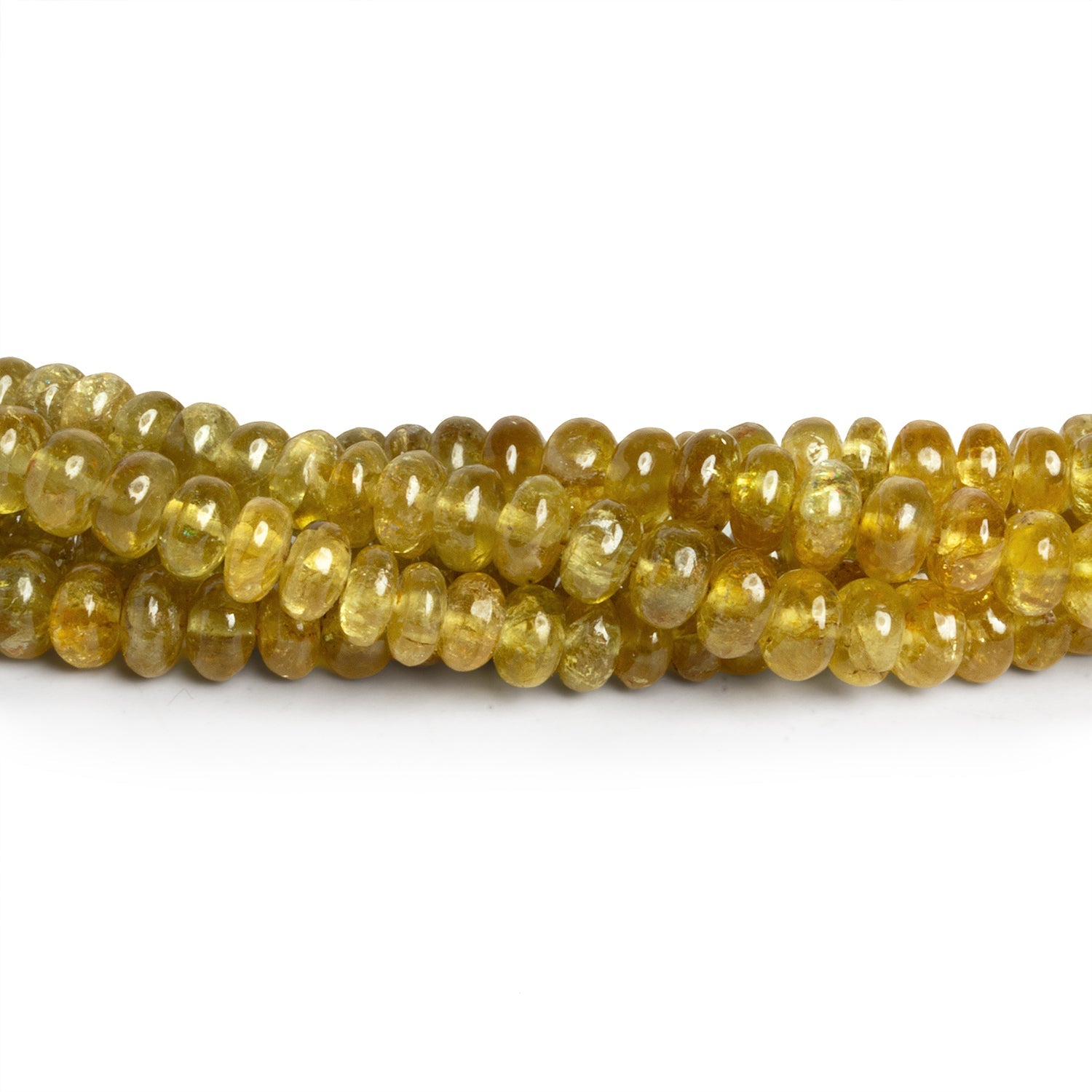 3.5 - 6mm Yellow Diopside Plain Rondelles 16 inch 145 beads - The Bead Traders