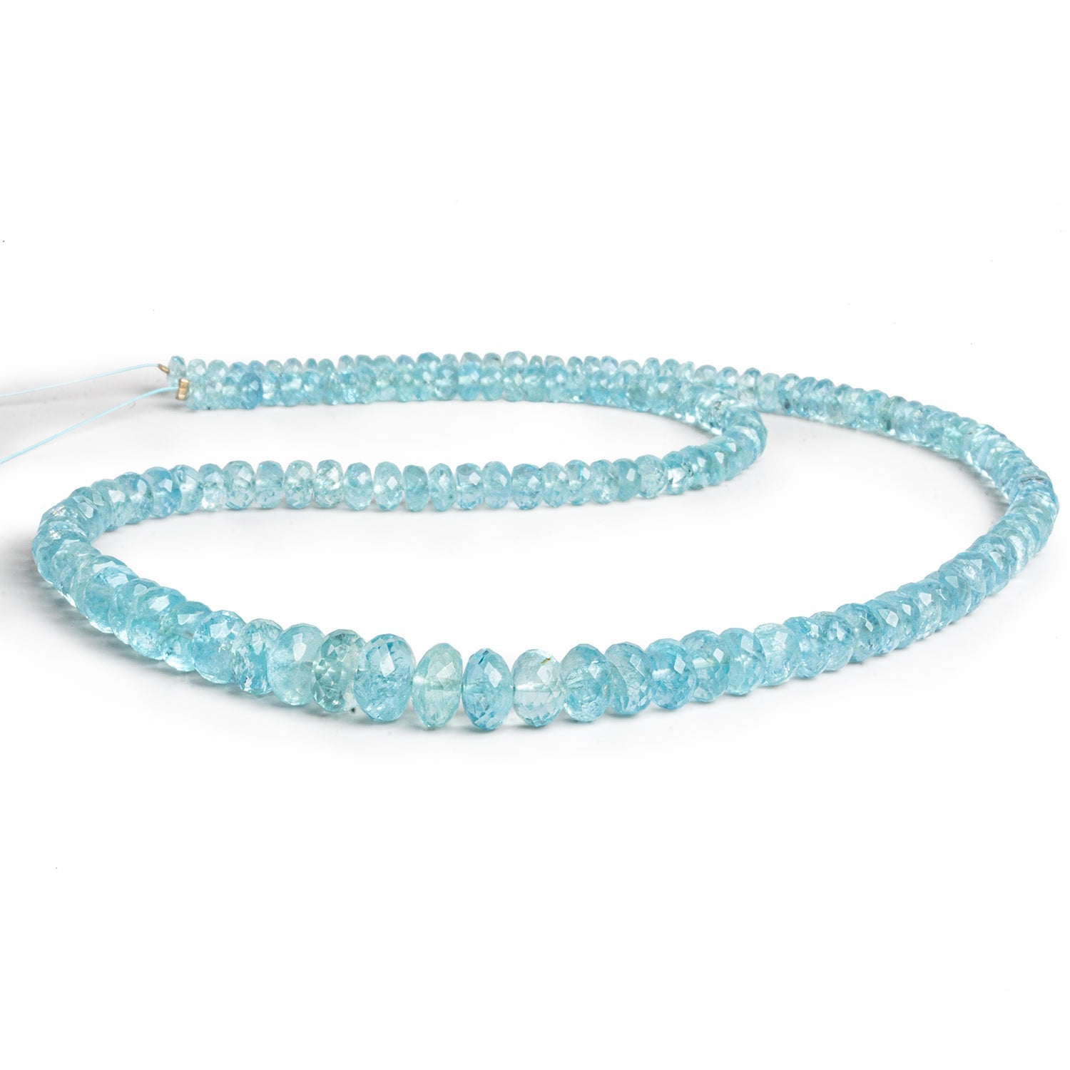 3.5 - 8mm Aquamarine Faceted Rondelles 18 inch 150 beads - The Bead Traders