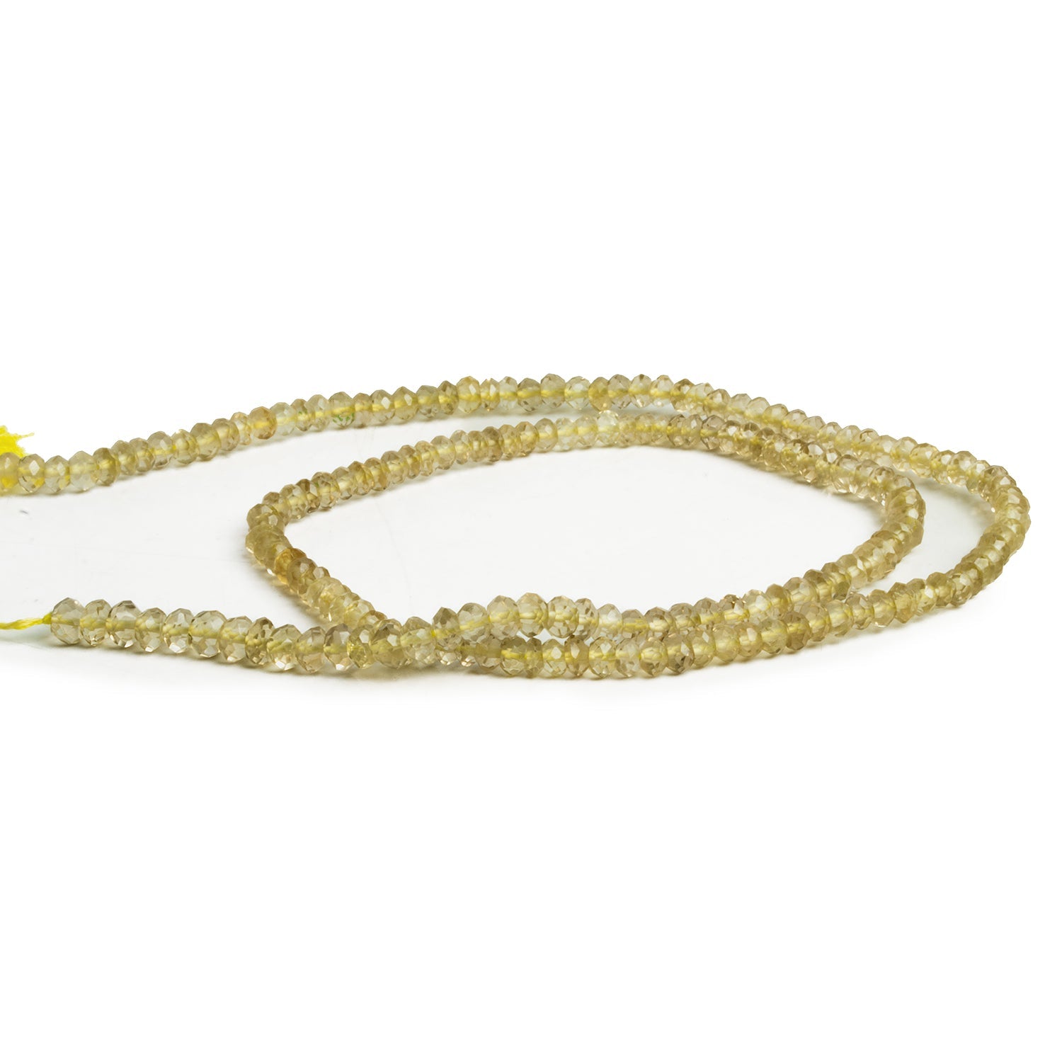 3.5mm Dark Lemon Quartz Faceted Rondelles 14 inch 150 beads - The Bead Traders