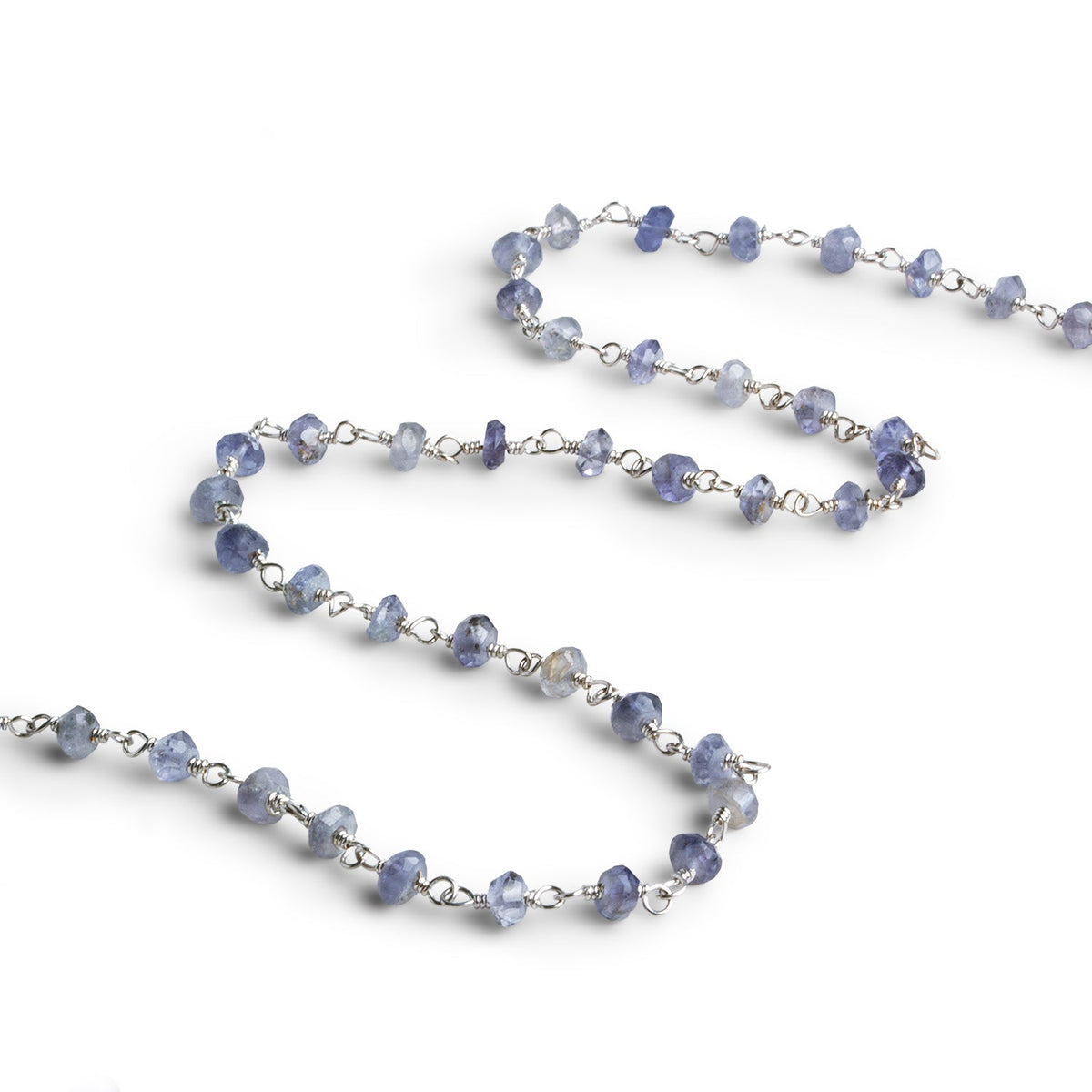 3.5mm Iolite Faceted Rondelle Silver Chain 42 beads - The Bead Traders