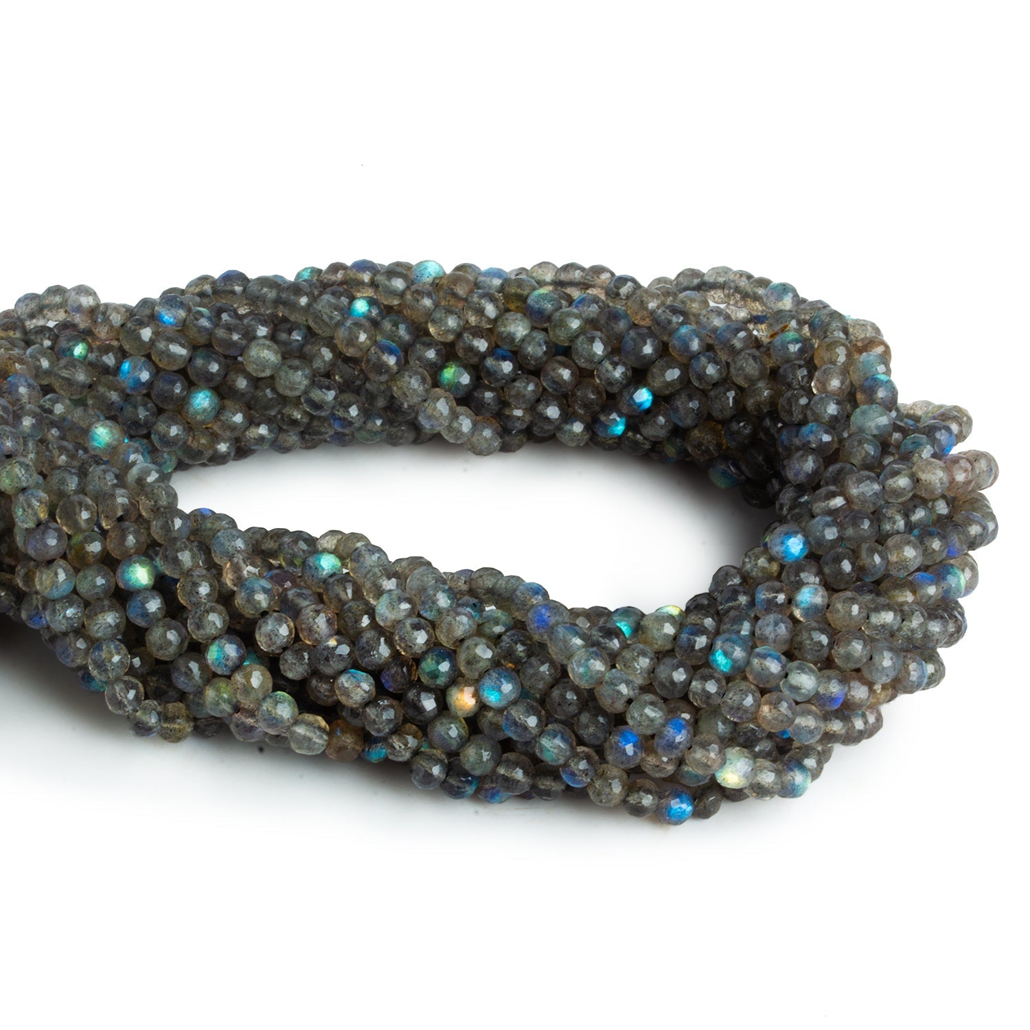 3.5mm Labradorite Handcut Rounds 12 inch 100 beads - The Bead Traders