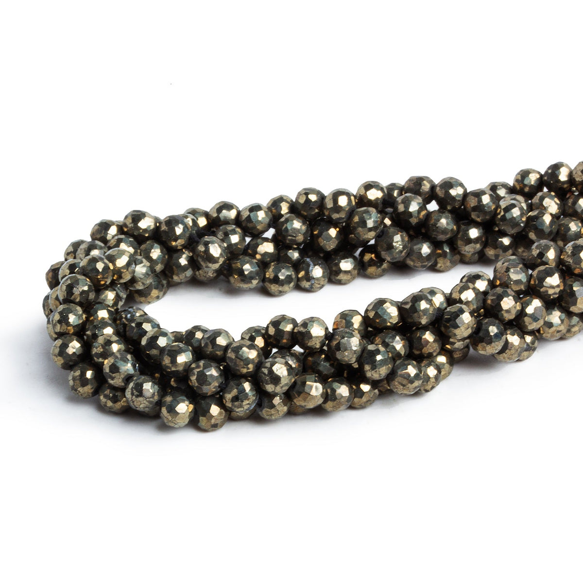 3.5mm Pyrite Faceted Rounds 12 inch 98 beads - The Bead Traders