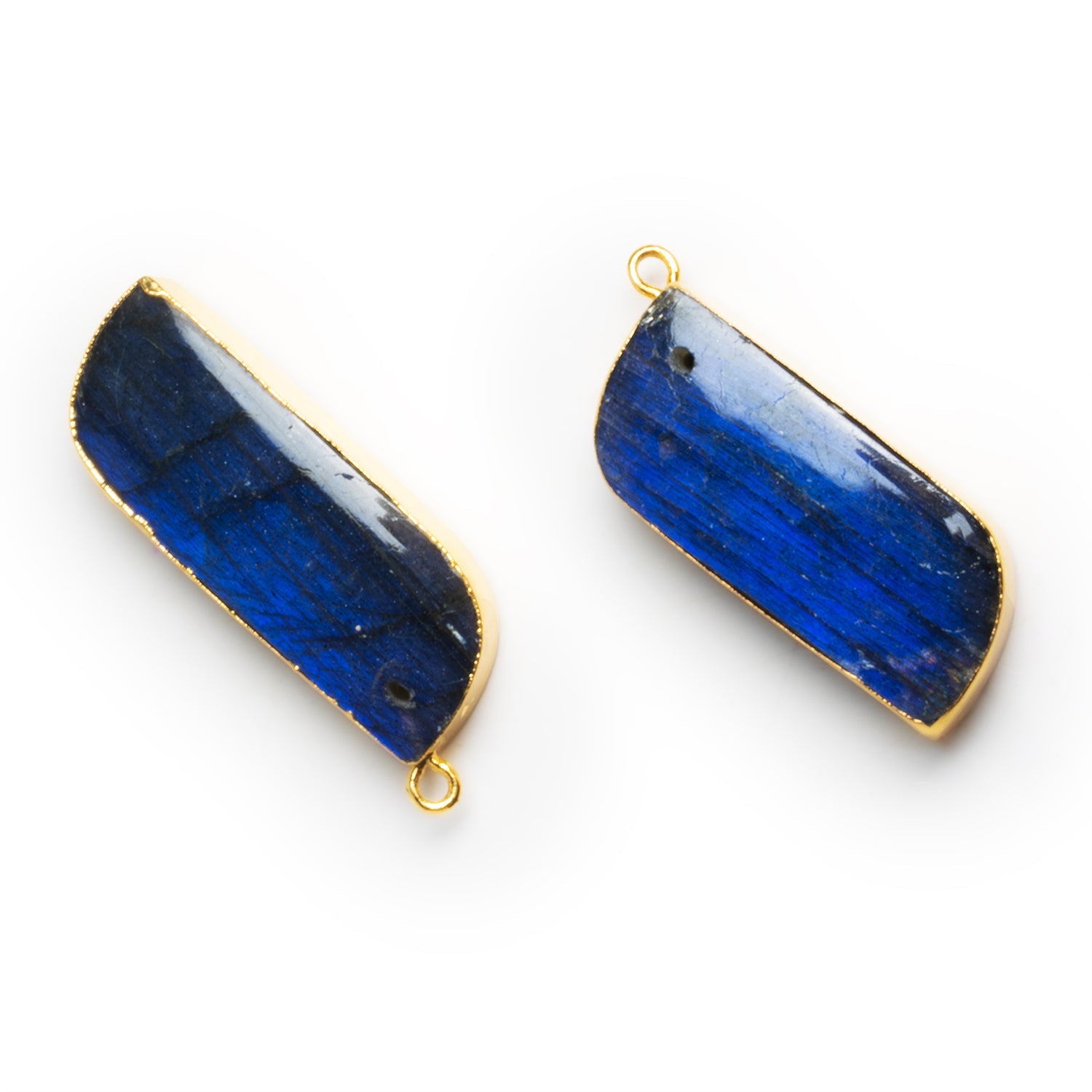 35x14mm Gold Leafed Labradorite Bar Pendant 1 Bead - The Bead Traders