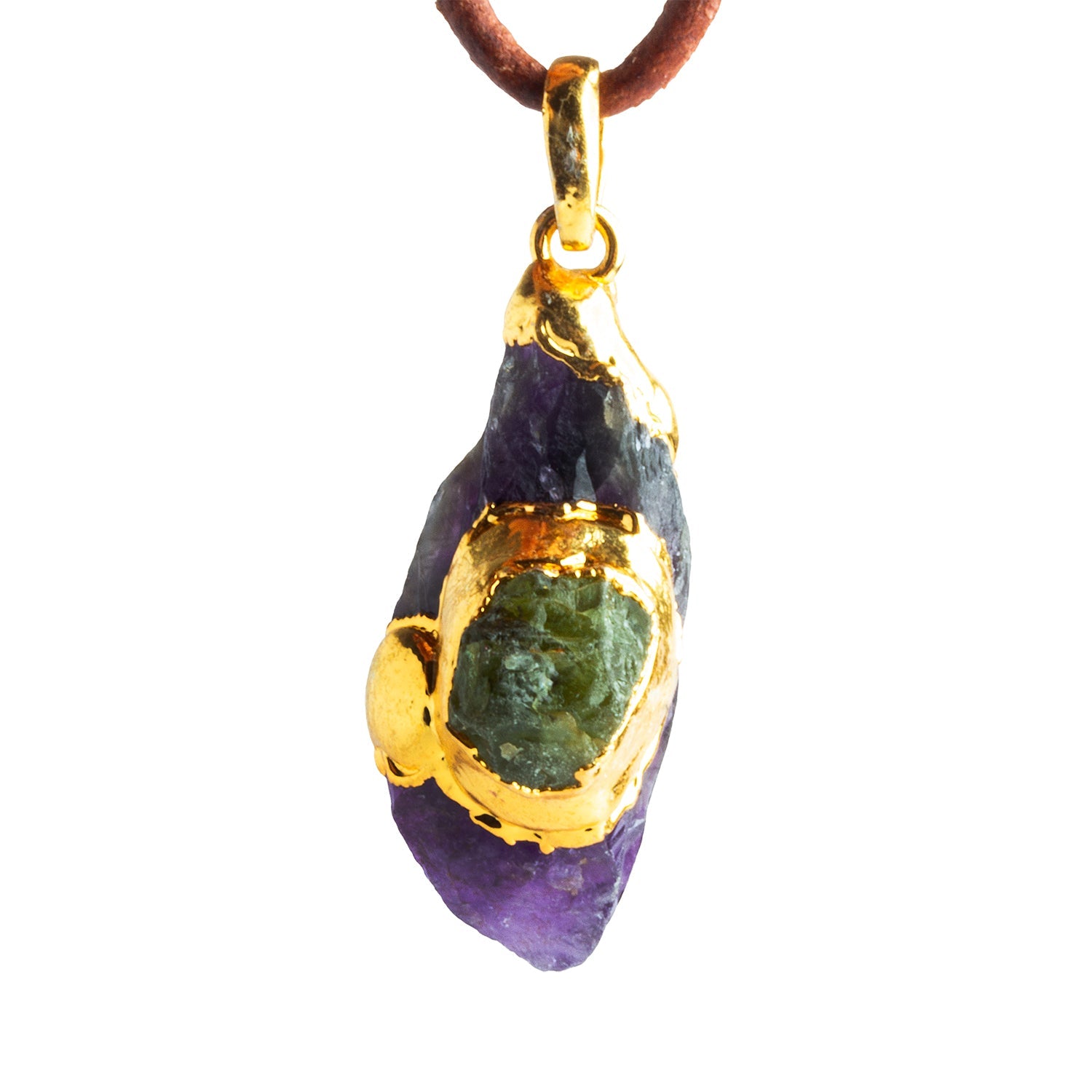 35x16mm Double Leafed Amethyst with Peridot Pendant 1 Bead - The Bead Traders