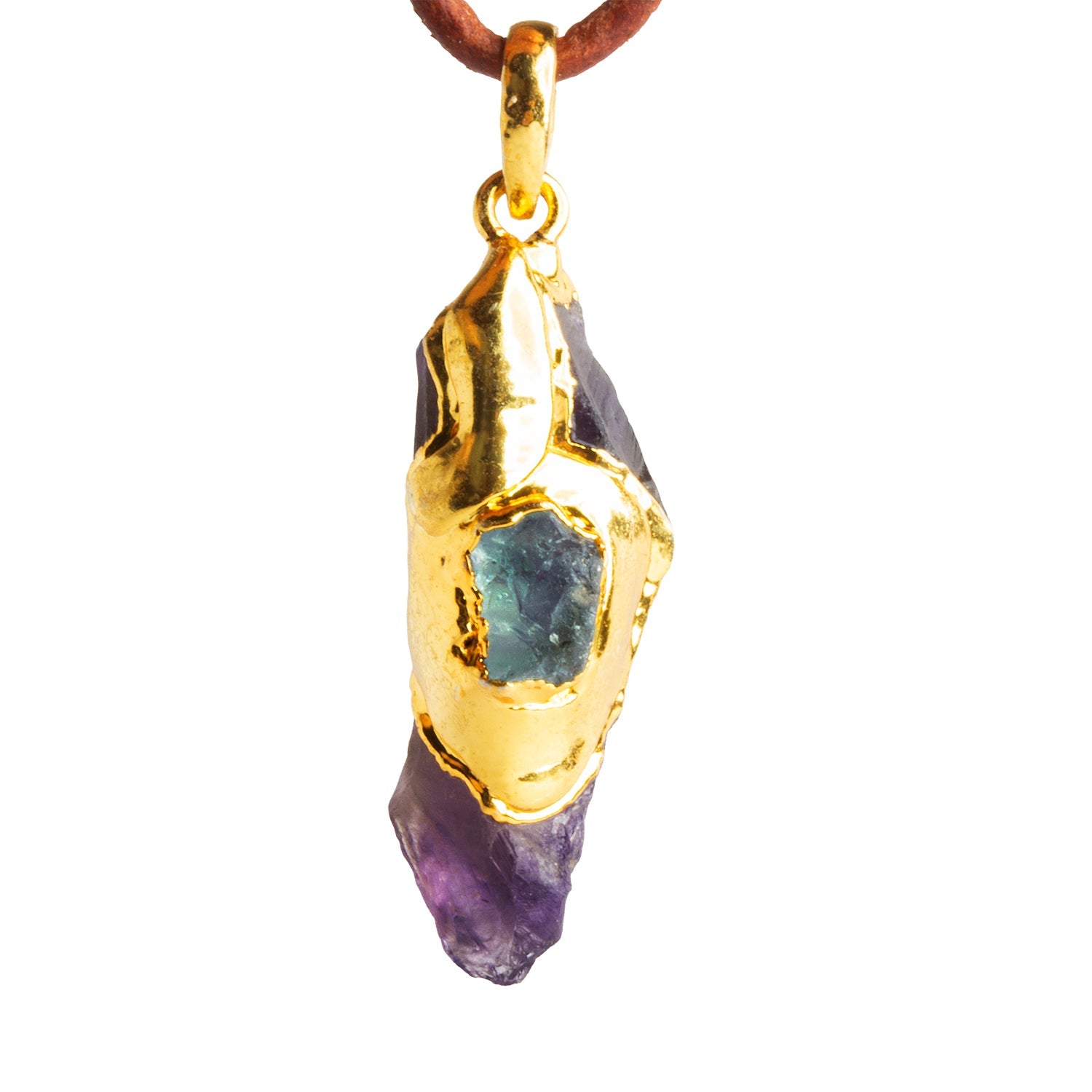 38x13mm Double Leafed Amethyst with Aquamarine Pendant 1 Bead - The Bead Traders