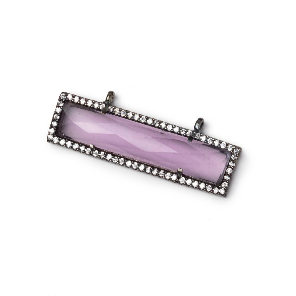 39x10.5mm Black Gold CZ Bezel Purple Hydro Quartz Bar Connector 1 Focal - The Bead Traders