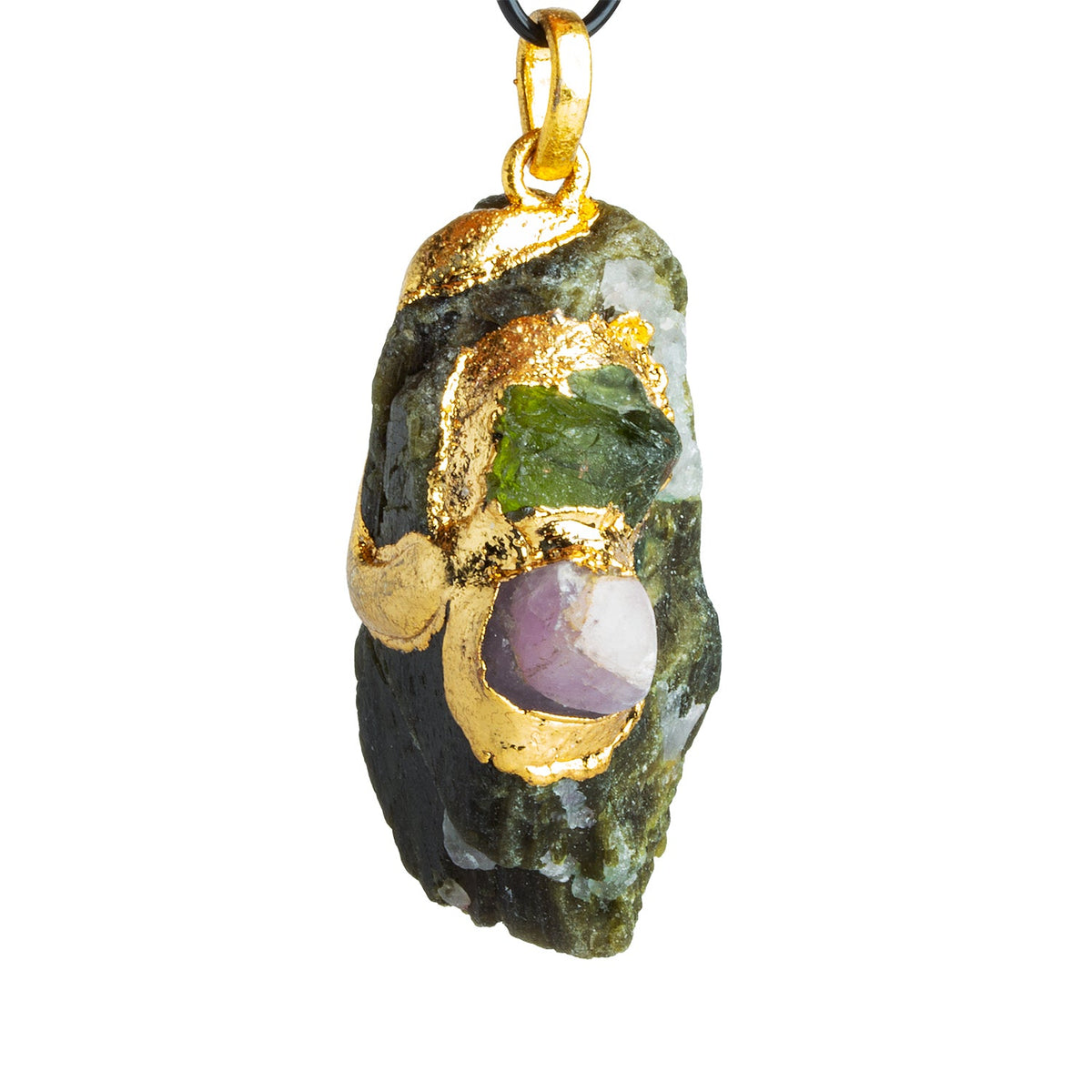 39x25mm Double Leafed Peridot with Tourmaline & Peridot Pendant 1 Bead - The Bead Traders