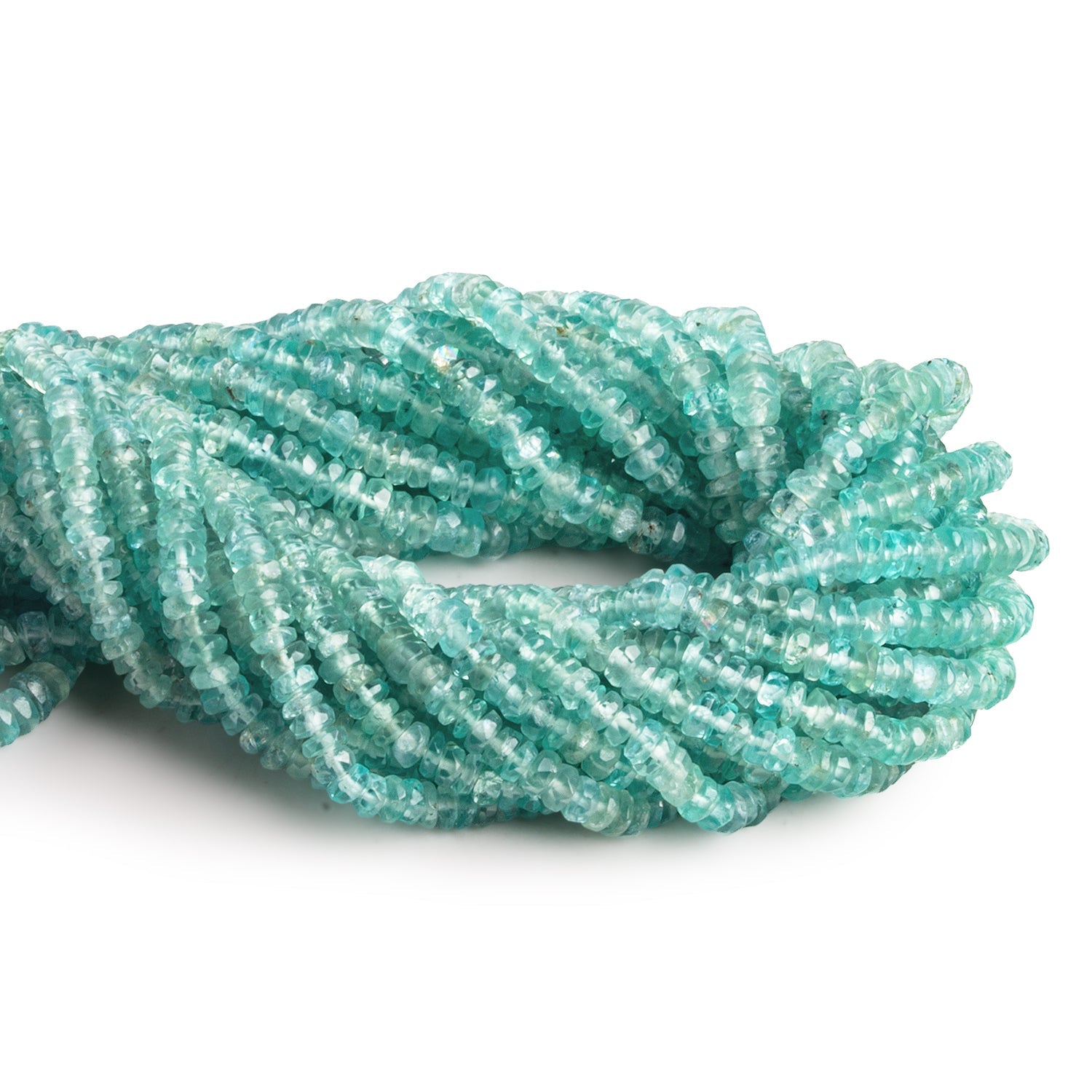 3mm Apatite Faceted Rondelles 16 inch 260 beads - The Bead Traders