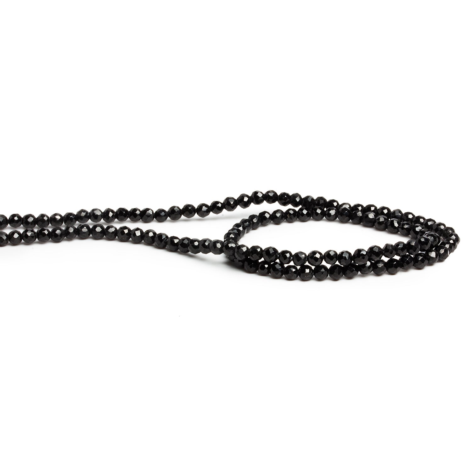 3mm Black Spinel Faceted Rounds 14 inch 115 beads - The Bead Traders