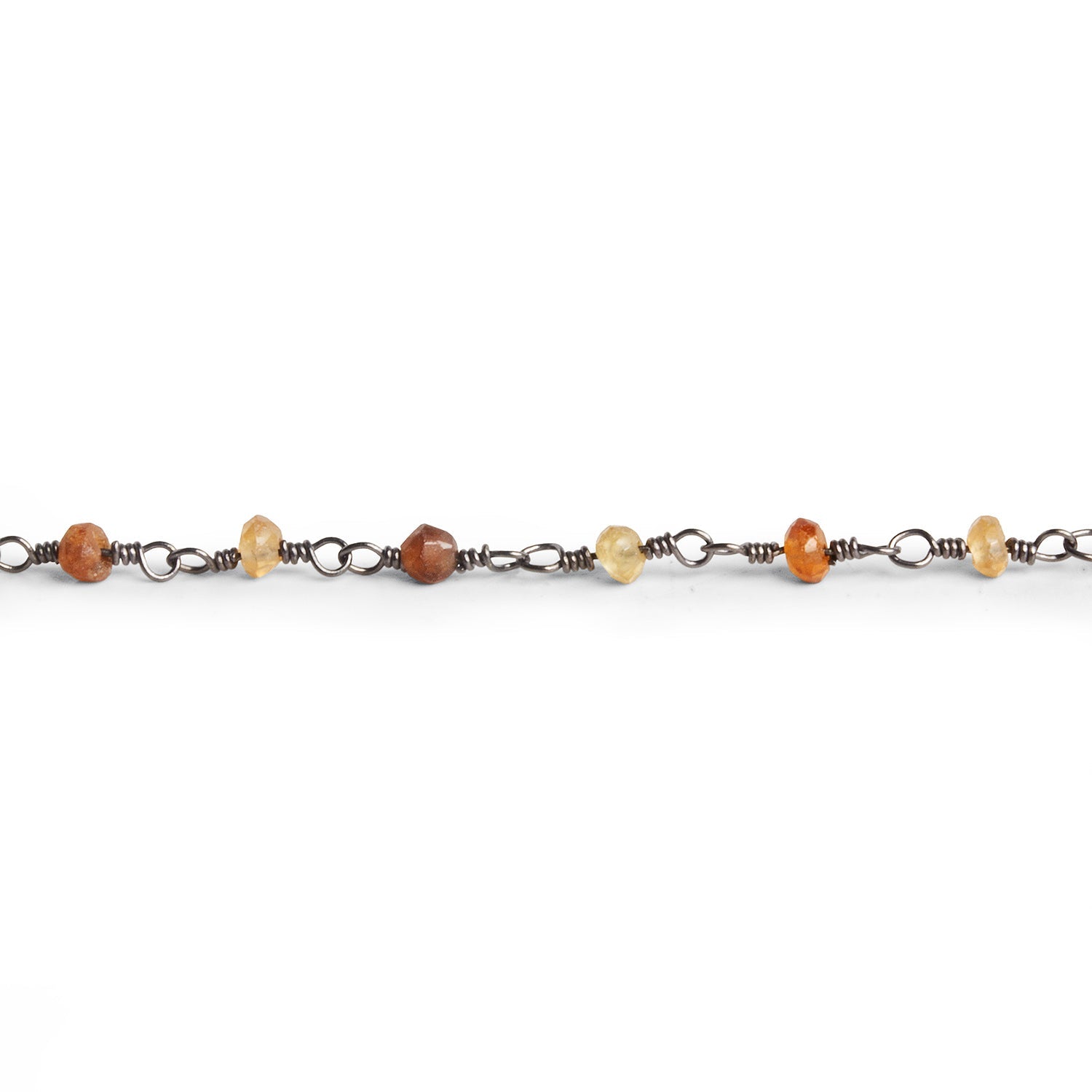 3mm Hessonite Garnet Faceted Rondelle Black Gold Chain 37 beads - The Bead Traders
