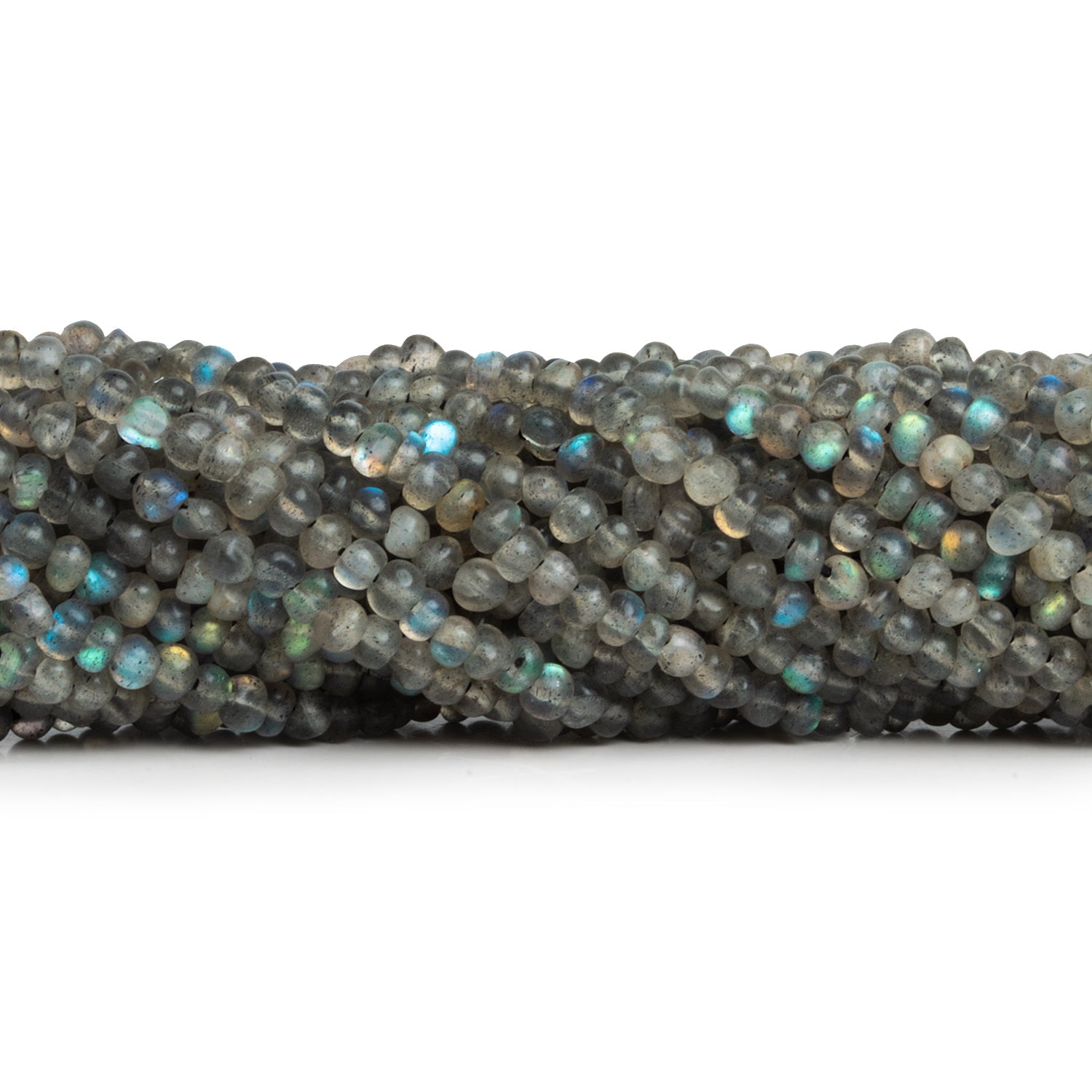 3mm Labradorite Handcut Rondelles 12 inch 140 beads - The Bead Traders