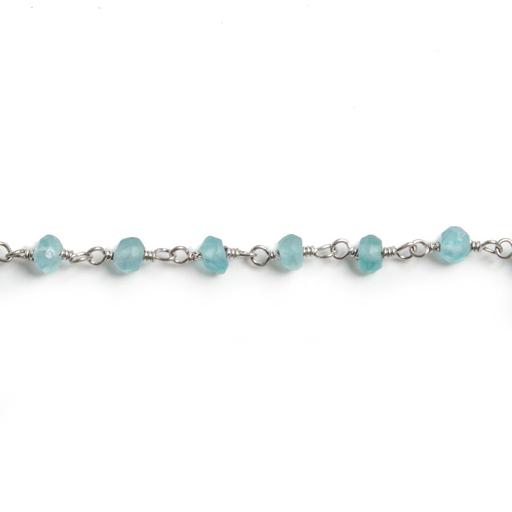 3mm Matte Apatite faceted rondelle Silver Chain 36 beads - The Bead Traders