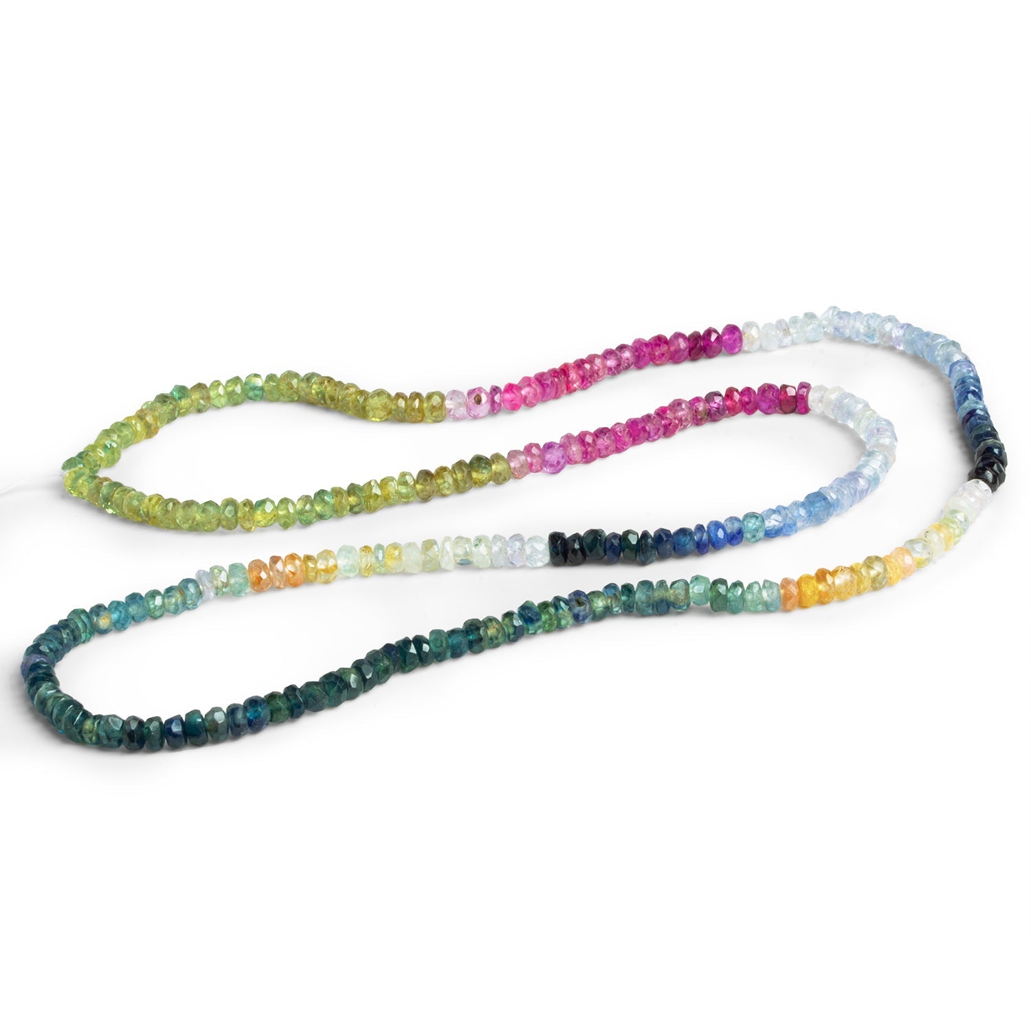 3mm Multicolor Sapphire Faceted Rondelles 17 inch 225 beads - The Bead Traders