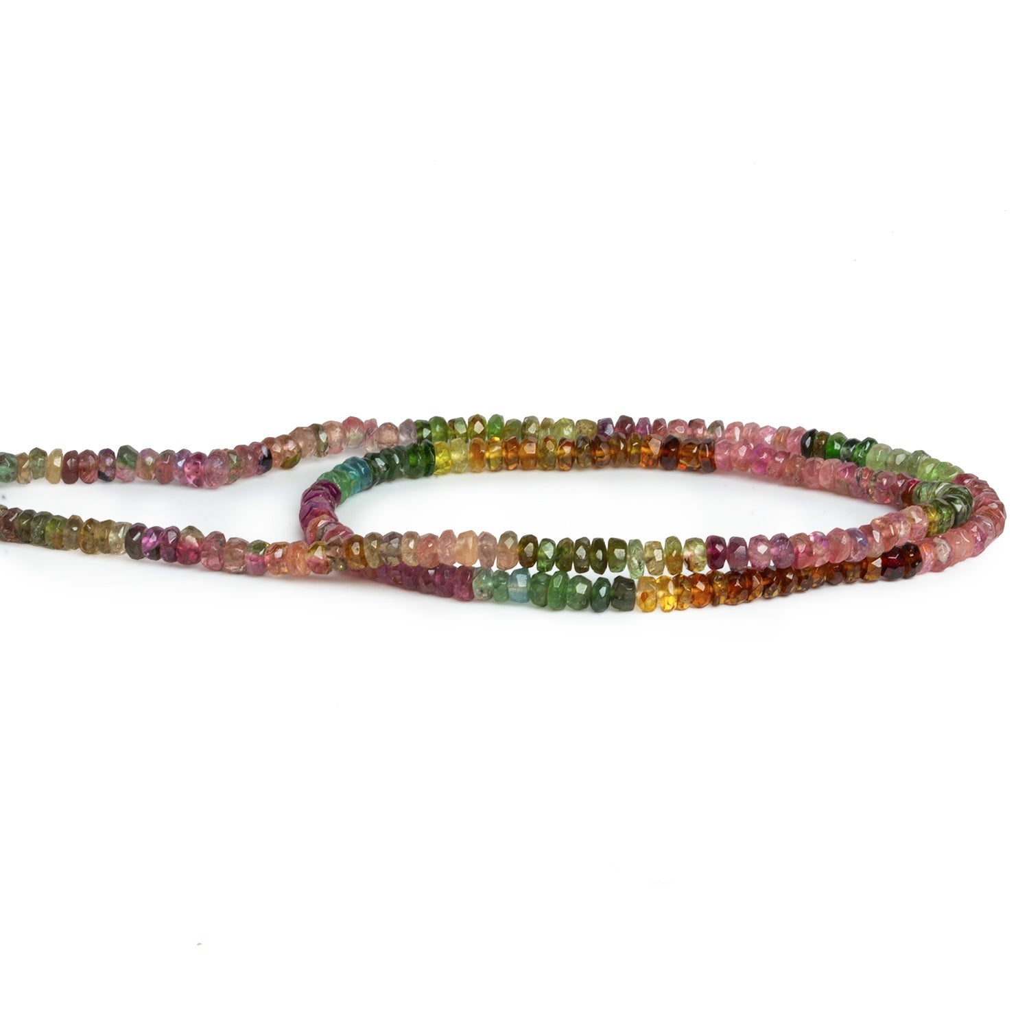 3mm Multicolor Tourmaline Faceted Rondelles 14 inch 210 beads - The Bead Traders