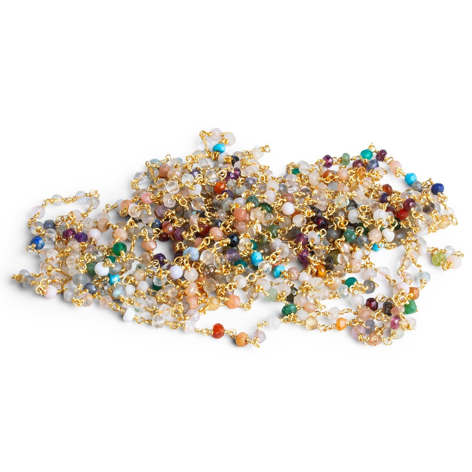 3mm Multigemstone Rondelle Vermeil Chain - The Bead Traders