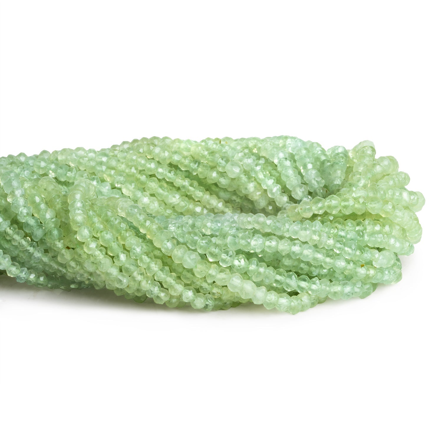 3mm Prehnite Faceted Rondelles 12 inch 160 beads - The Bead Traders