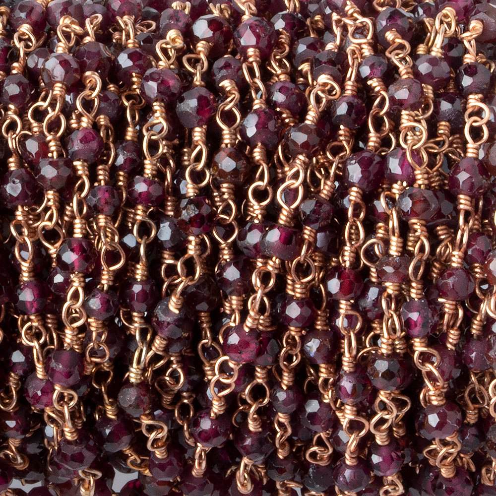 3mm Rhodolite Garnet Rondelle Gold Chain 41 Beads - The Bead Traders