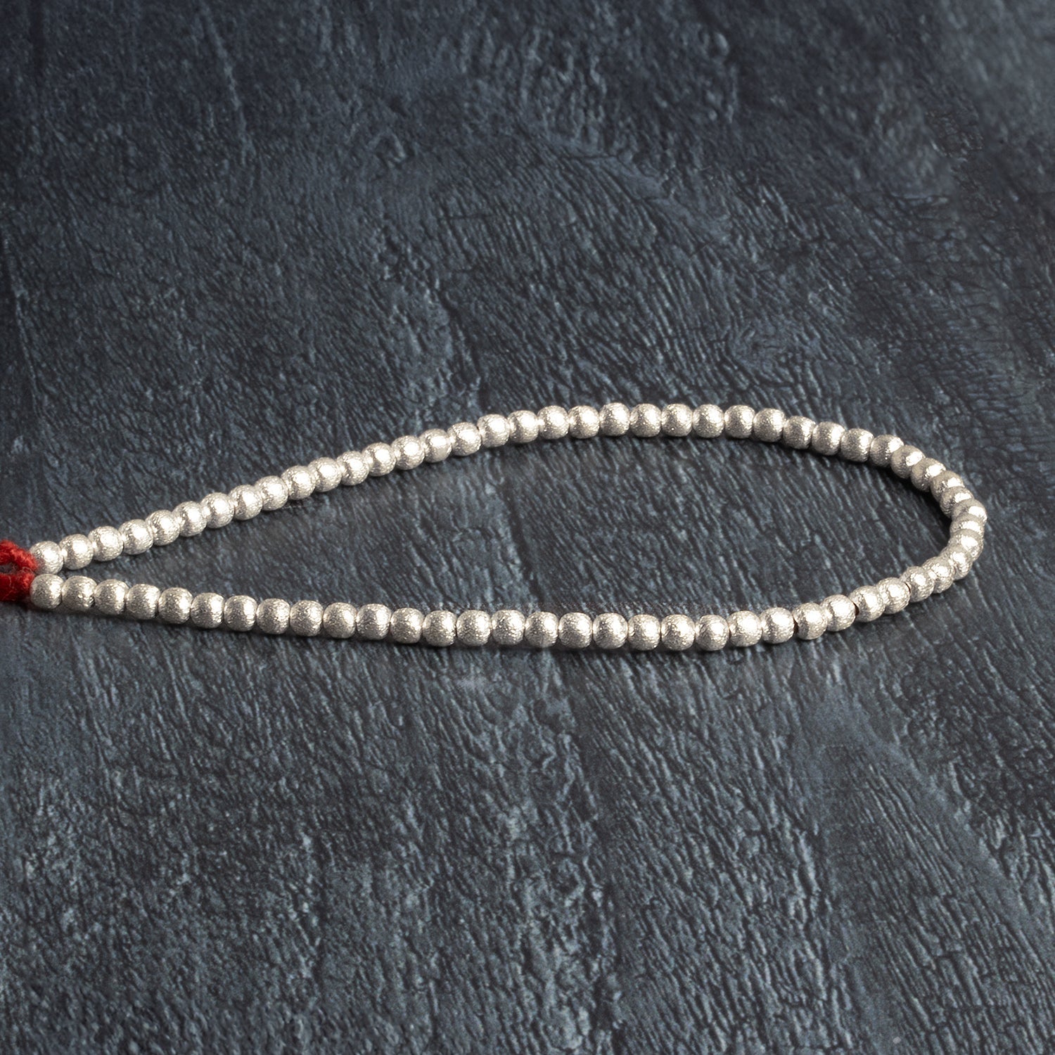 3mm Sterling Silver Plated Copper Brushed Rounds 8 inch 66 beads - The Bead Traders