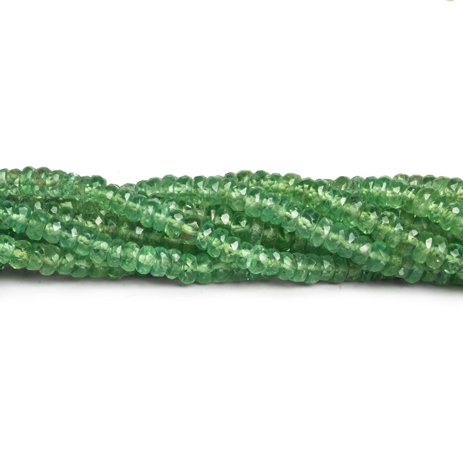 4 - 4.5mm Green Kyanite Faceted Rondelles 8.5 inch 90 beads - The Bead Traders