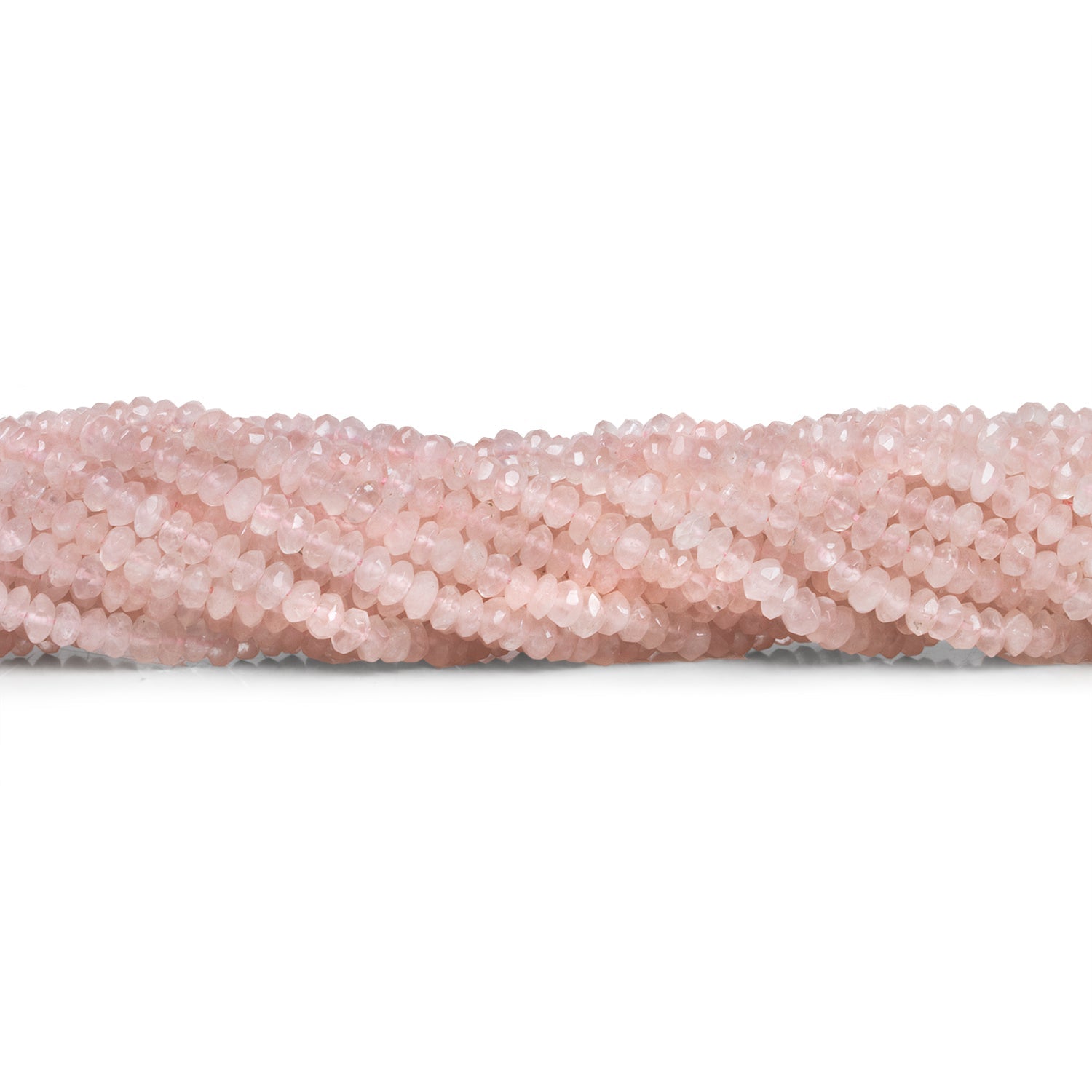 4 - 4.5mm Rose Quartz Faceted Discs 15 inch 130 beads - The Bead Traders