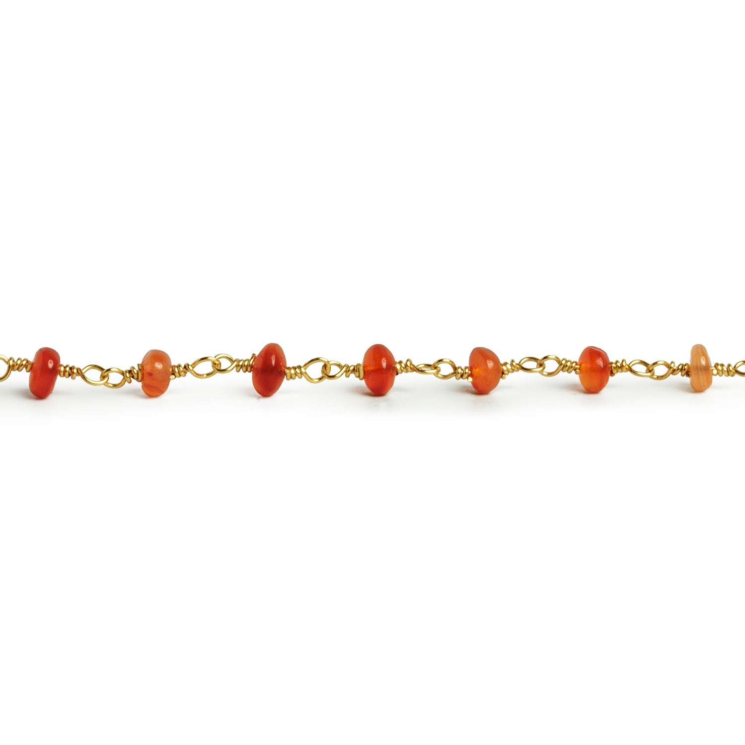 4-5mm Carnelian Rondelle Gold Chain 35 beads - The Bead Traders