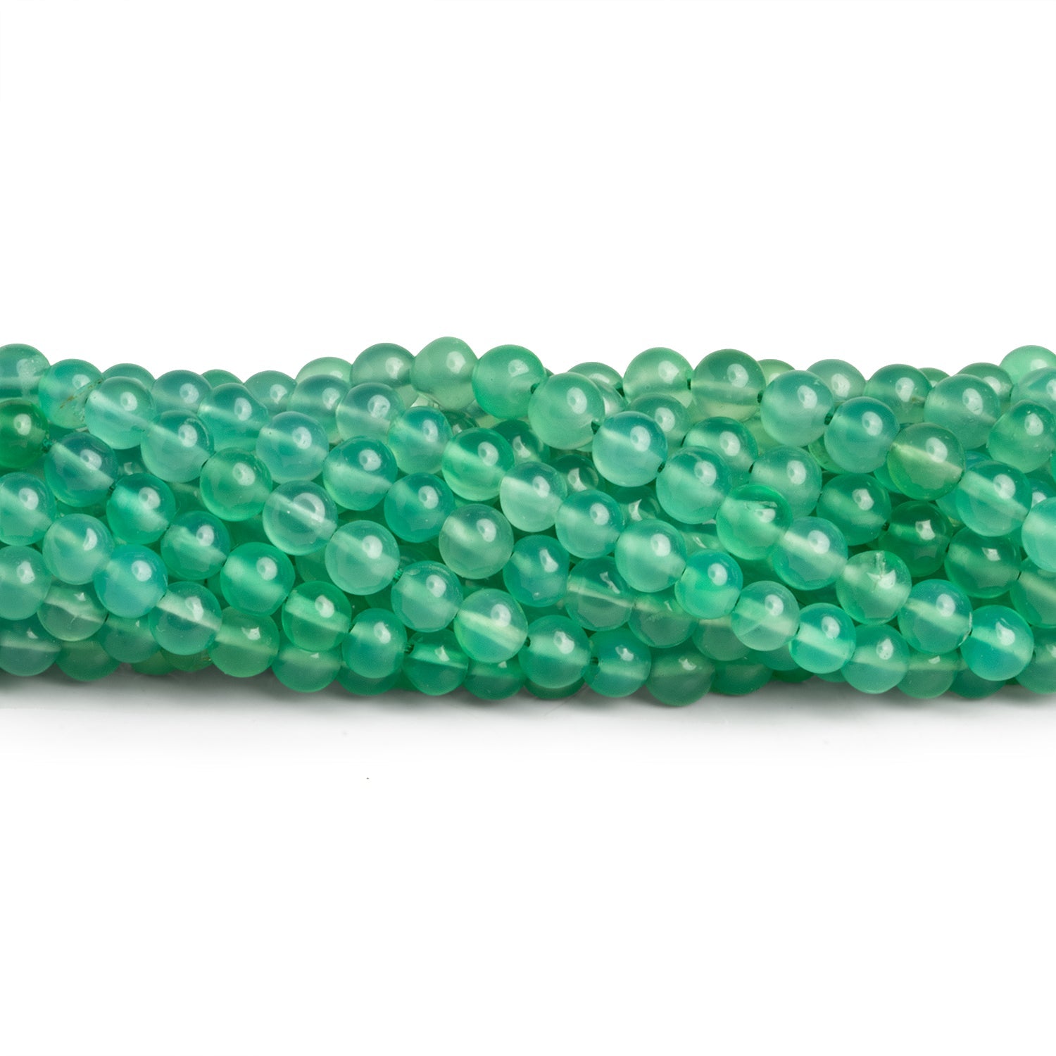 4 - 5mm Green Onyx Handcut Rounds 12 inch 65 beads - The Bead Traders