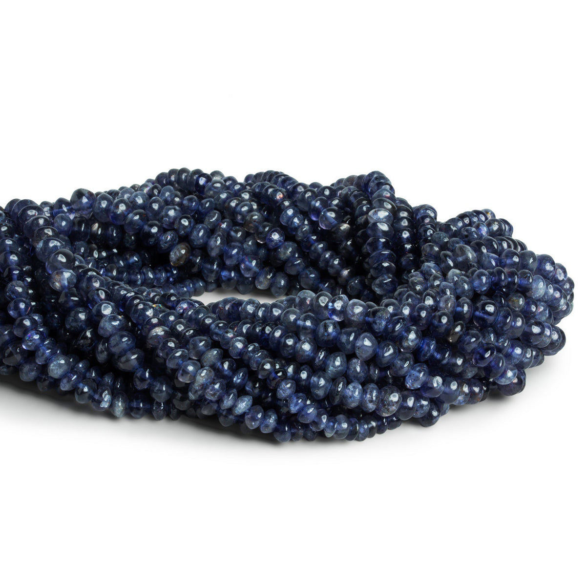 4-5mm Iolite Handcut Rondelles 14 inch 88 beads - The Bead Traders