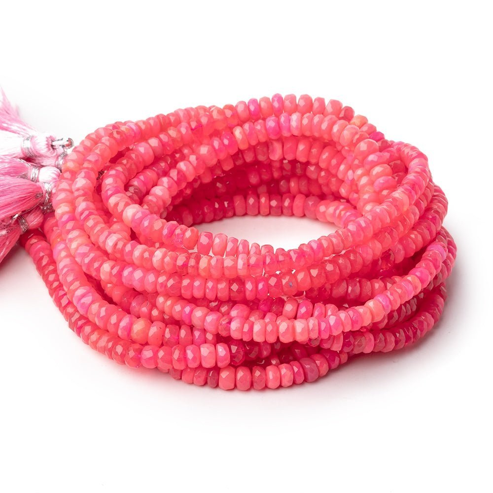 4 - 5mm Pink Ethiopian Opal Faceted Rondelles 16 inch 136 beads - The Bead Traders