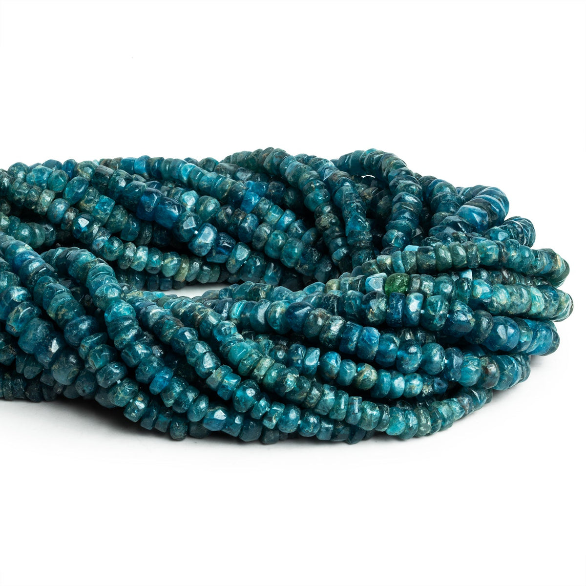 4-6mm Apatite Handcut Heishis 12 inch 80 beads - The Bead Traders