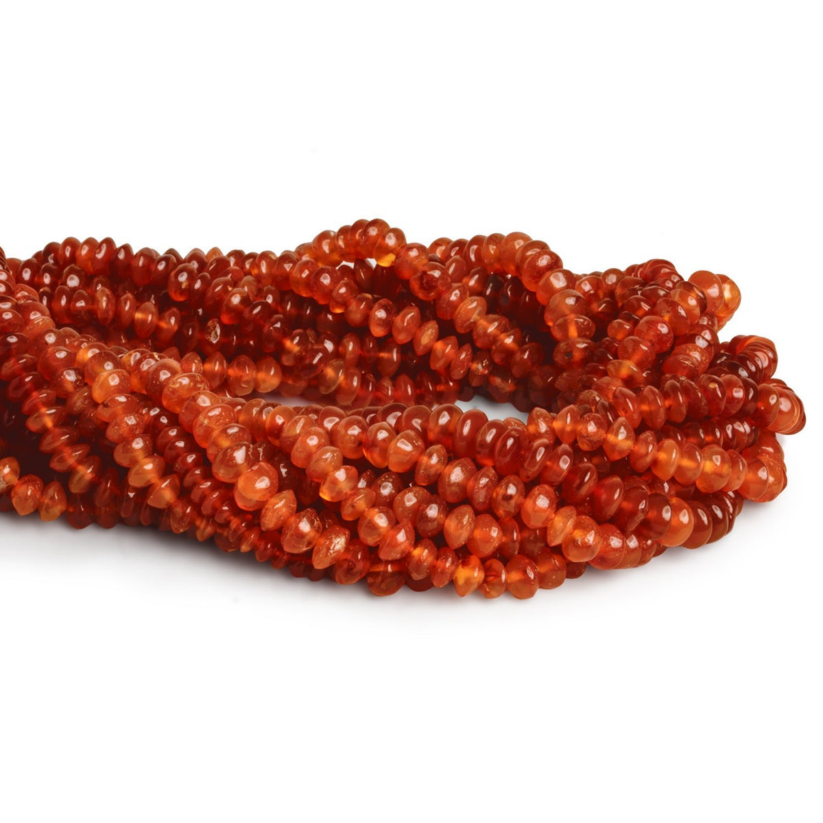 4-6mm Carnelian Handcut Rondelles 14 inch 93 beads - The Bead Traders