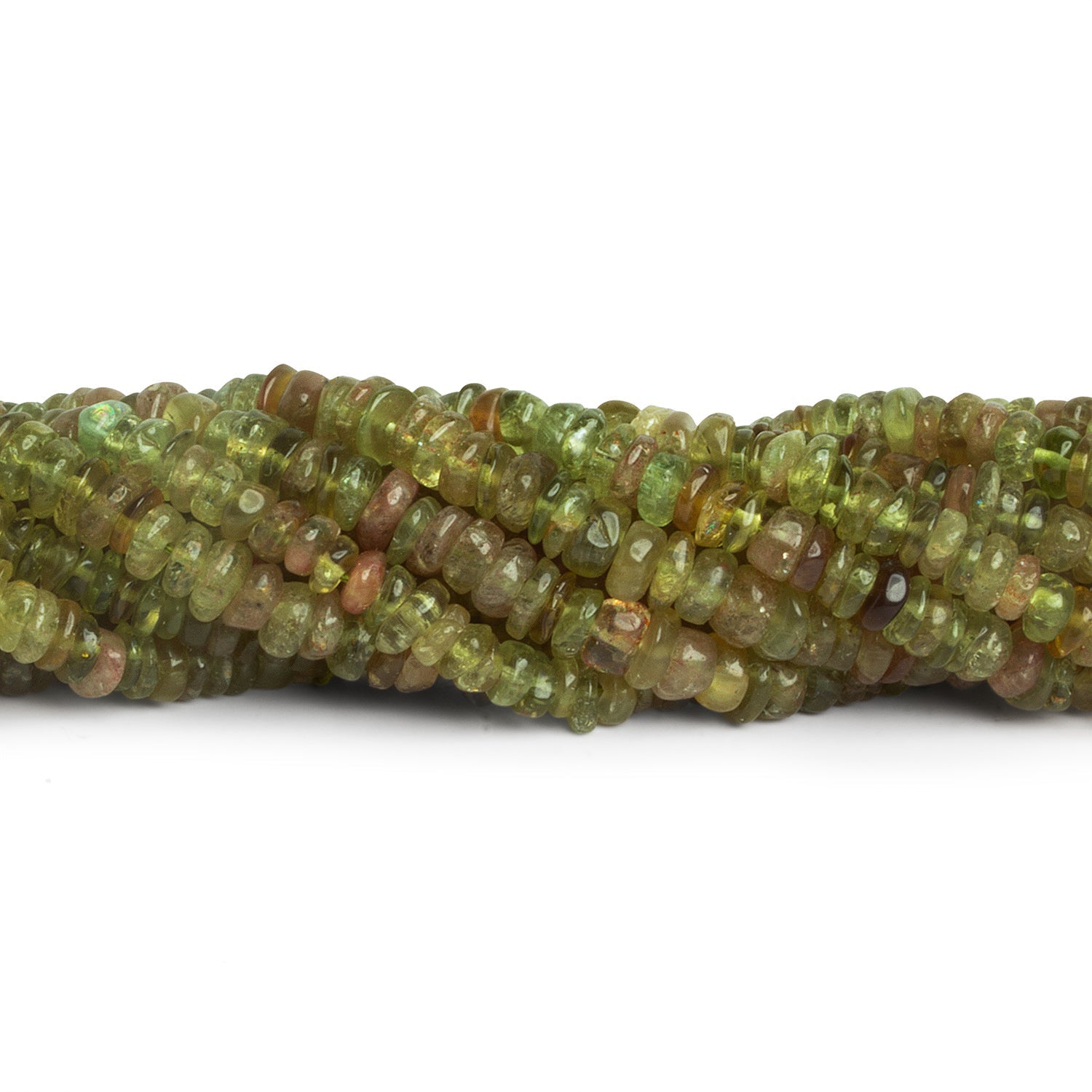 4 - 6mm Natural Apatite Plain Rondelles 14 inch 140 beads - The Bead Traders