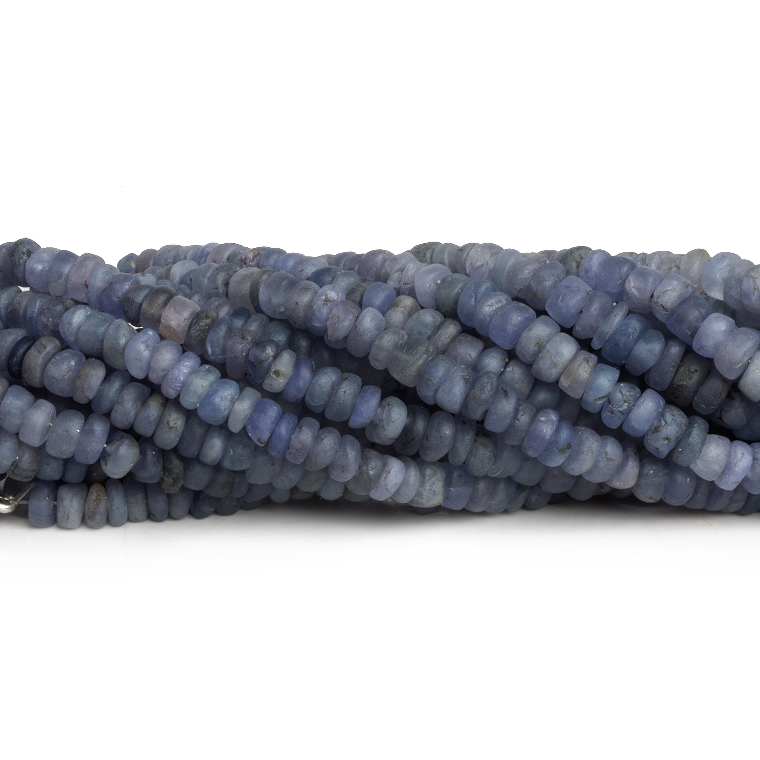 4 - 7mm Matte Iolite Plain Rondelles 14 inch 130 beads - The Bead Traders
