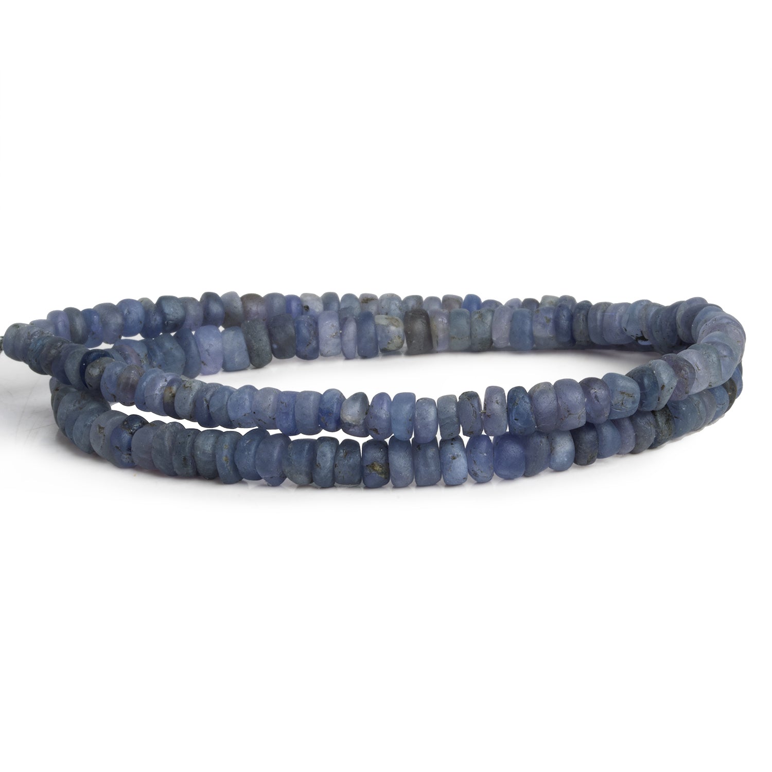 4 - 7mm Matte Iolite Plain Rondelles 14 inch 130 beads - The Bead Traders