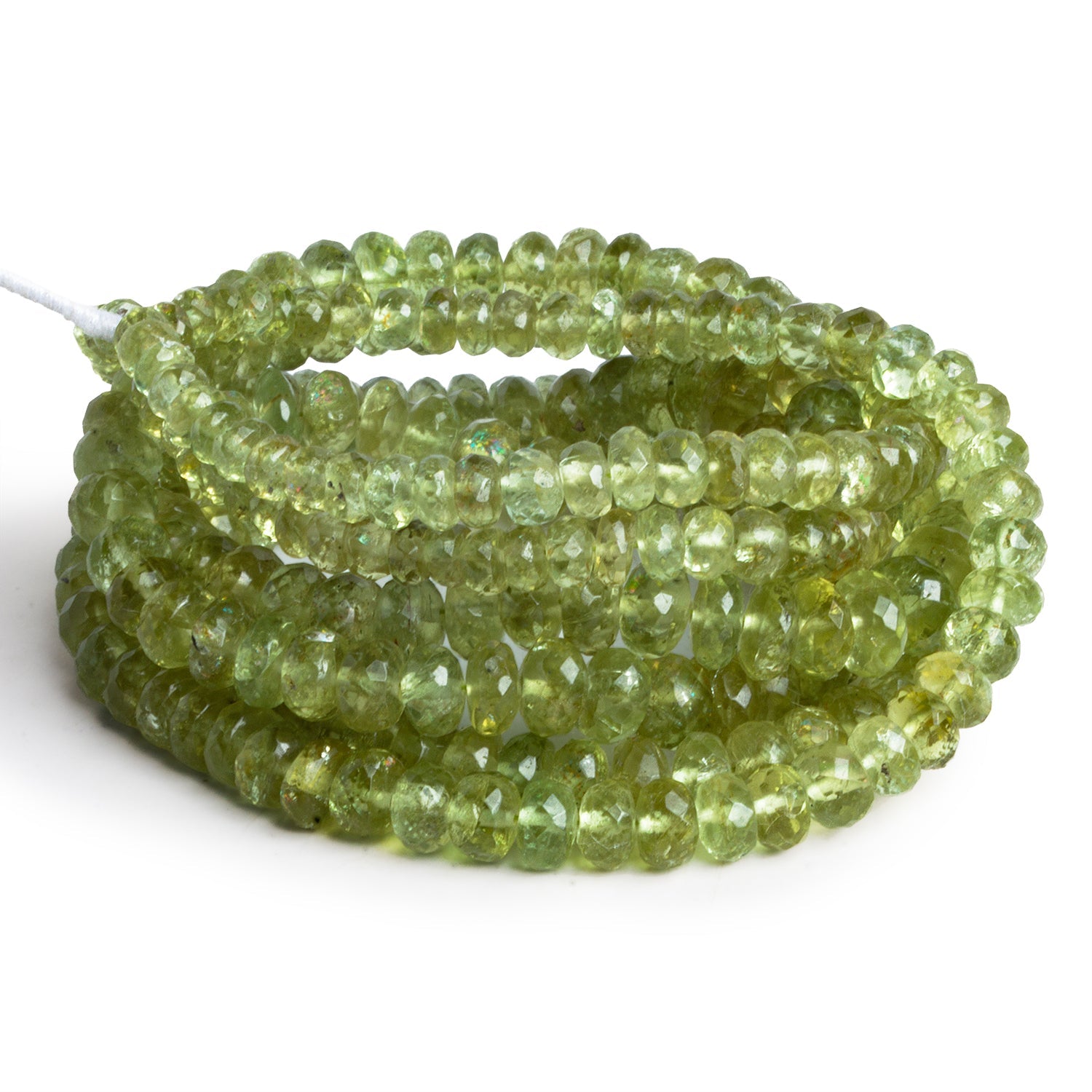4 - 8mm Green Apatite Faceted Rondelles 19 inch 135 beads - The Bead Traders