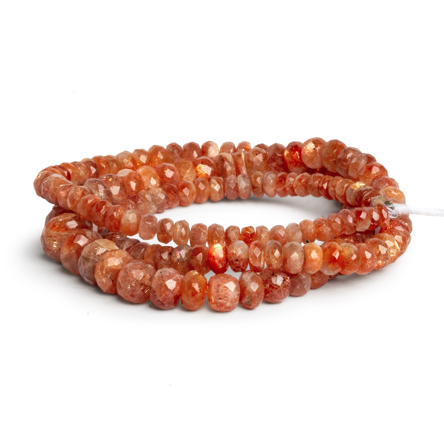 4 - 8mm Sunstone Faceted Rondelles 18 inch 140 beads - The Bead Traders