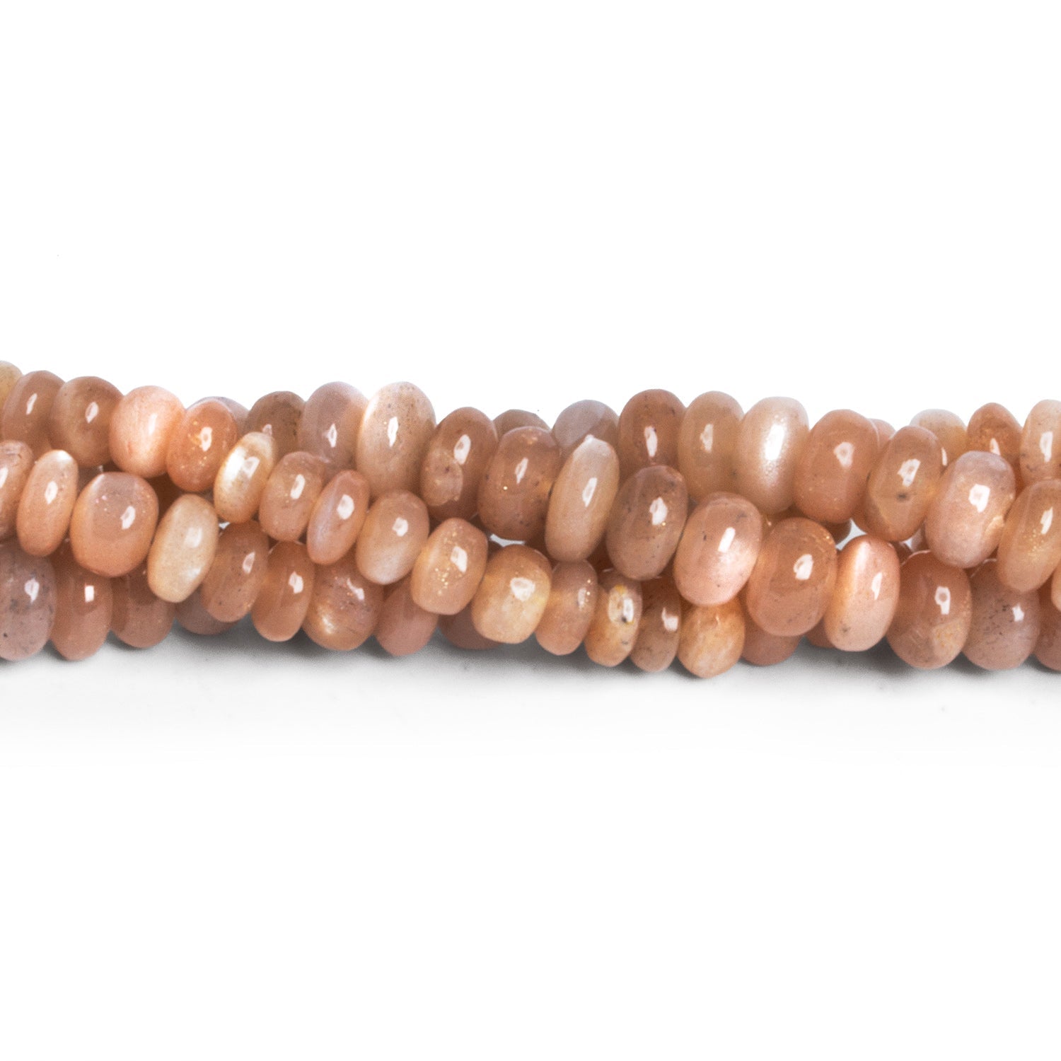 4 - 9mm Angel Skin Moonstone Plain Rondelles 18 inch 120 beads - The Bead Traders