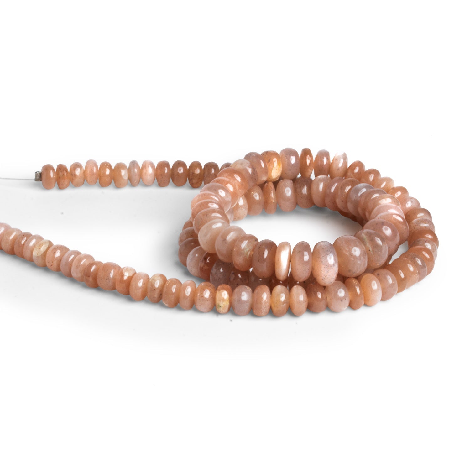 4 - 9mm Angel Skin Moonstone Plain Rondelles 18 inch 120 beads - The Bead Traders