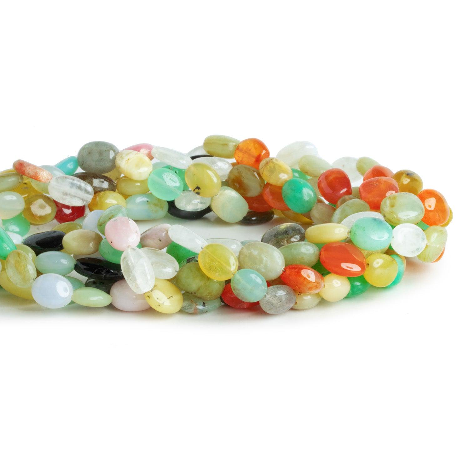 9x7mm-12x9mm Multi Gemstone Plain Oval Beads 16 inch 45 pieces - The Bead Traders