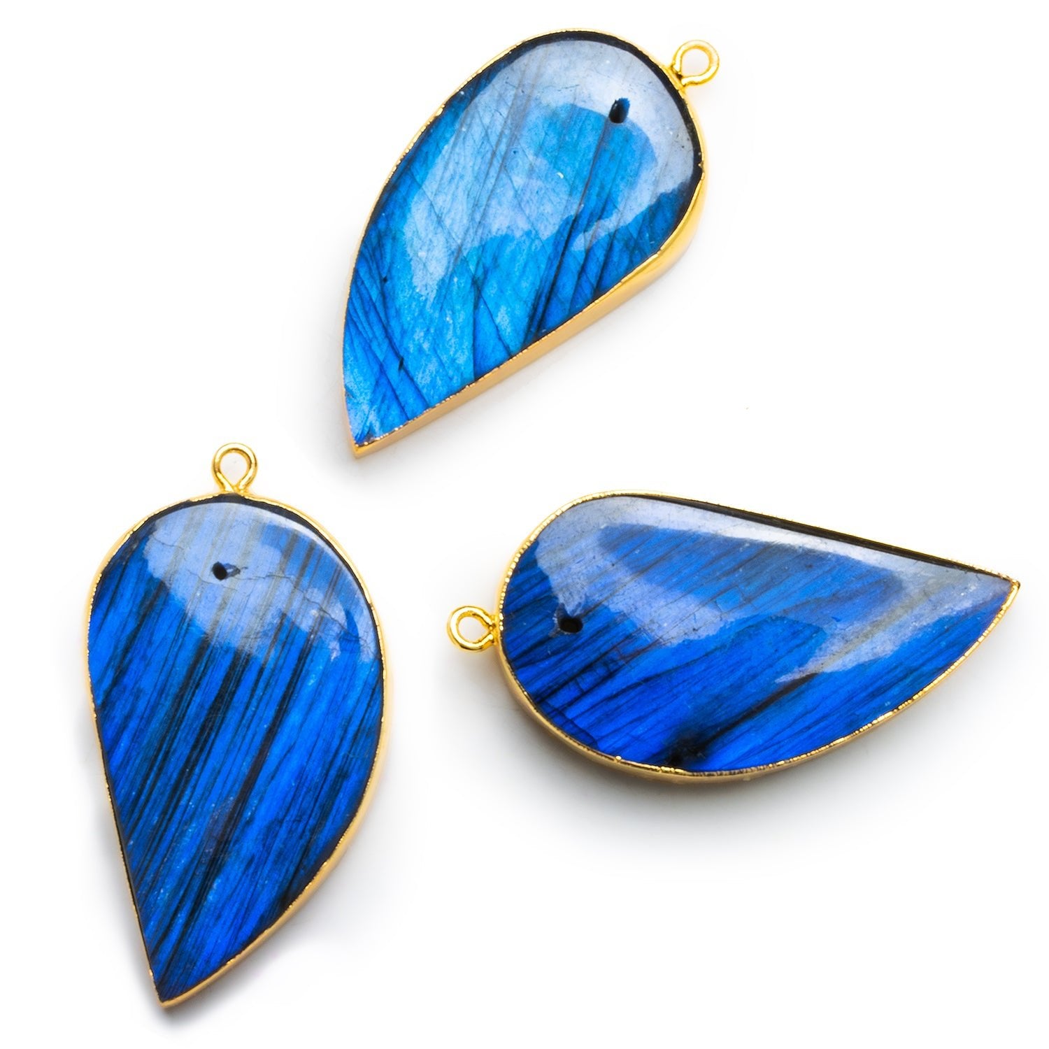 40x20mm Gold Leafed Labradorite Leaf Pendant 1 Bead - The Bead Traders