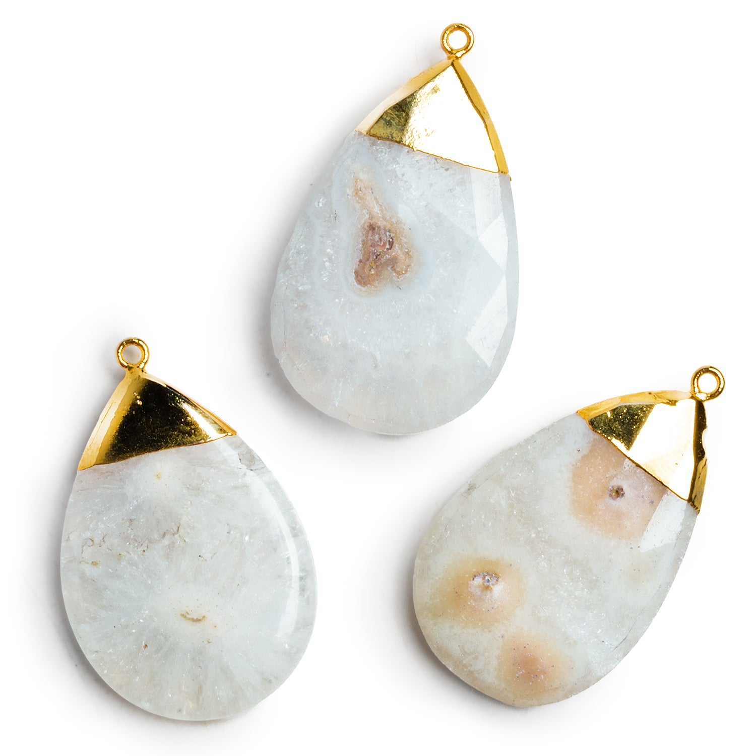 40x30mm Gold Leafed Solar Quartz Pear Pendant 1 Bead - The Bead Traders