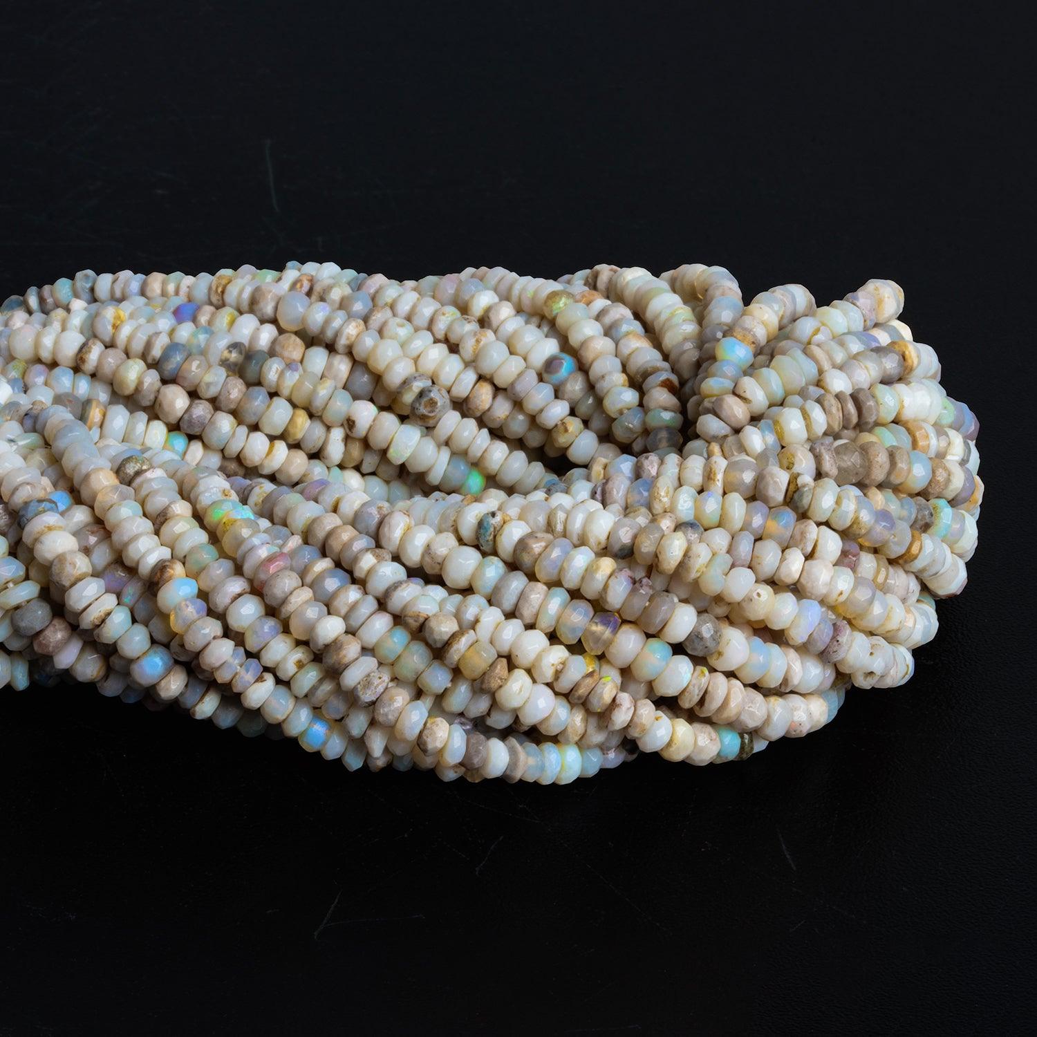 4mm Australian Opal Hand Cut Faceted Rondelle Beads 12 inch 150 pieces - The Bead Traders
